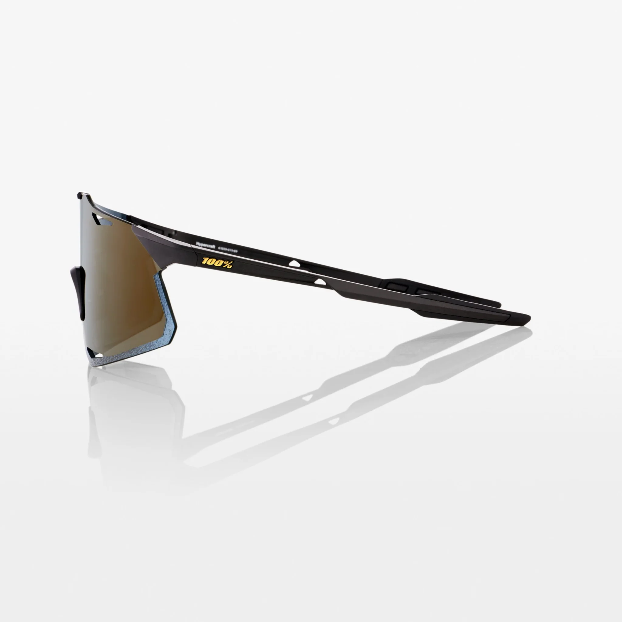 100% Hypercraft Sunglasses Matte Black with Soft Gold Mirror Lens - Image 3