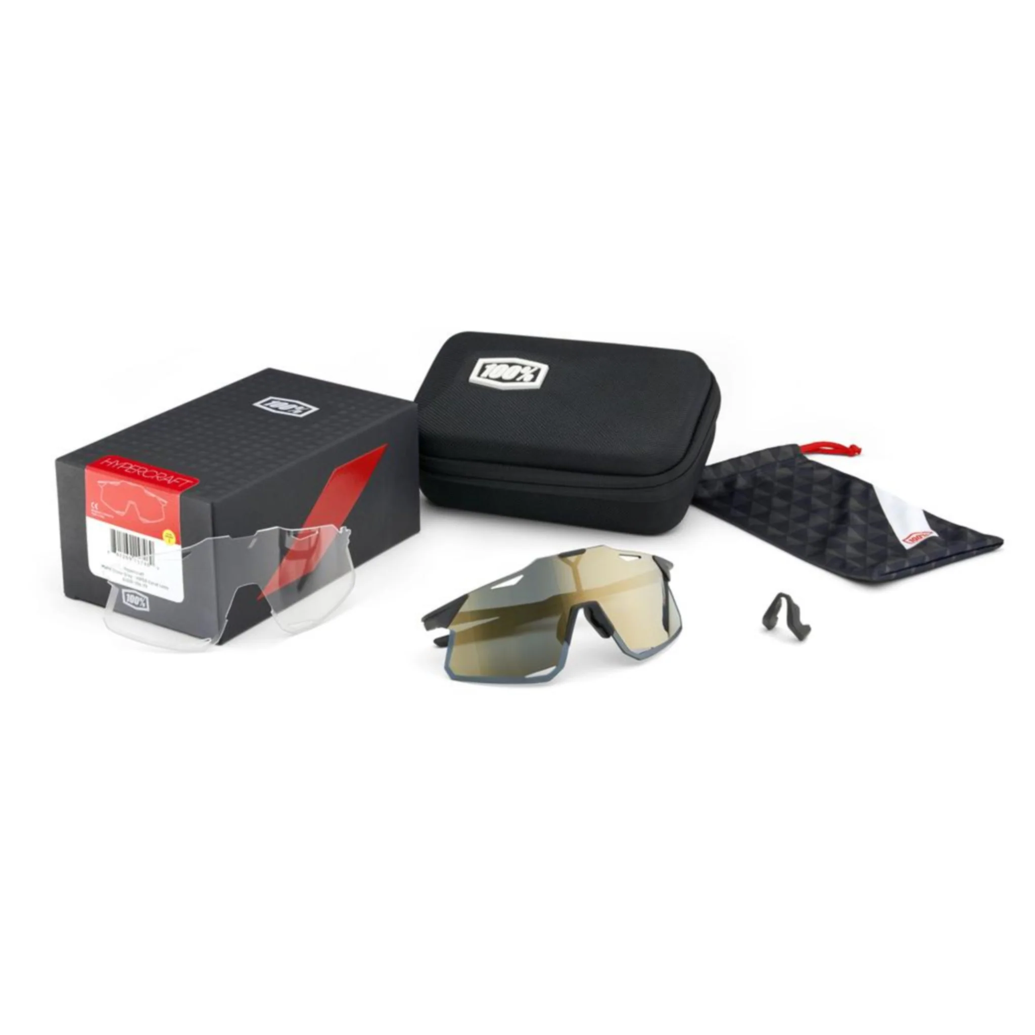 100% Hypercraft Sunglasses Matte Black with Soft Gold Mirror Lens - Image 5