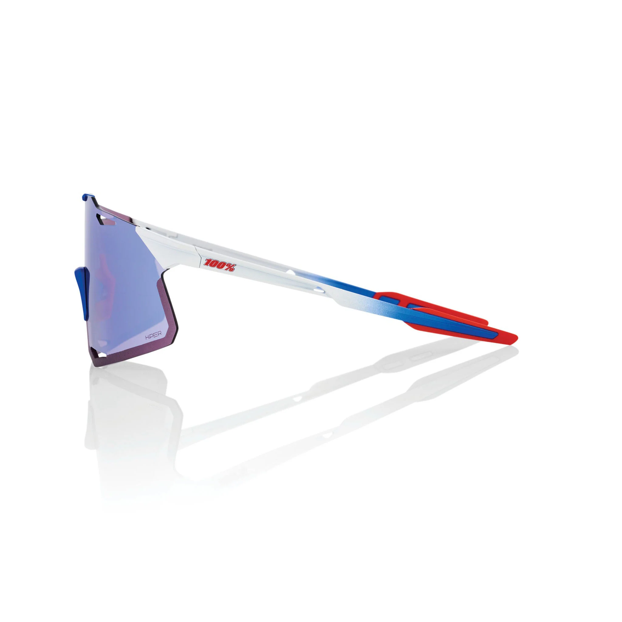 100% HYPERCRAFT TotalEnergies Team Sunglasses White/Blue with HiPER Blue Multilayer Mirror Lens - Image 3