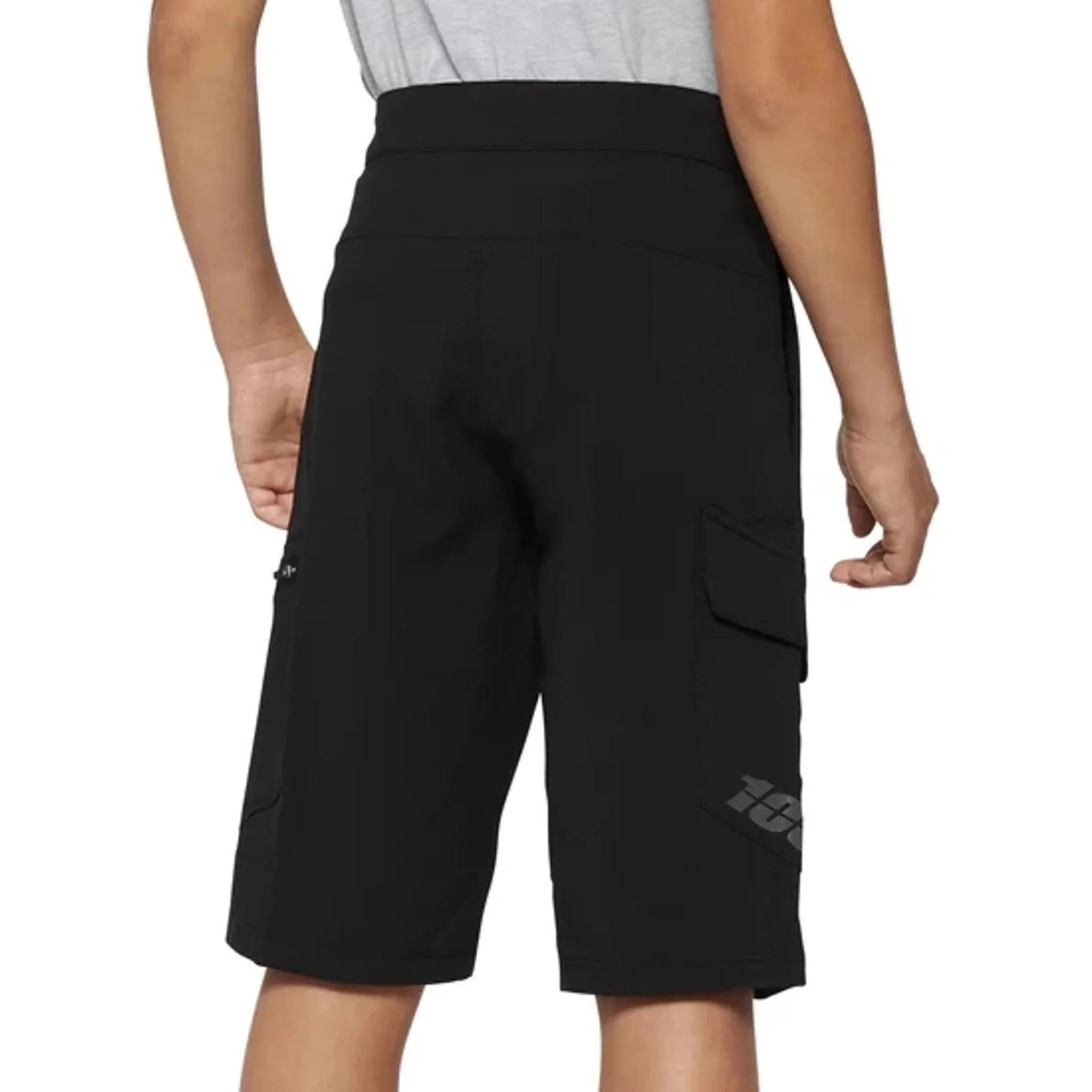 100% Ridecamp Youth Shorts Black (with Liner) - Image 2