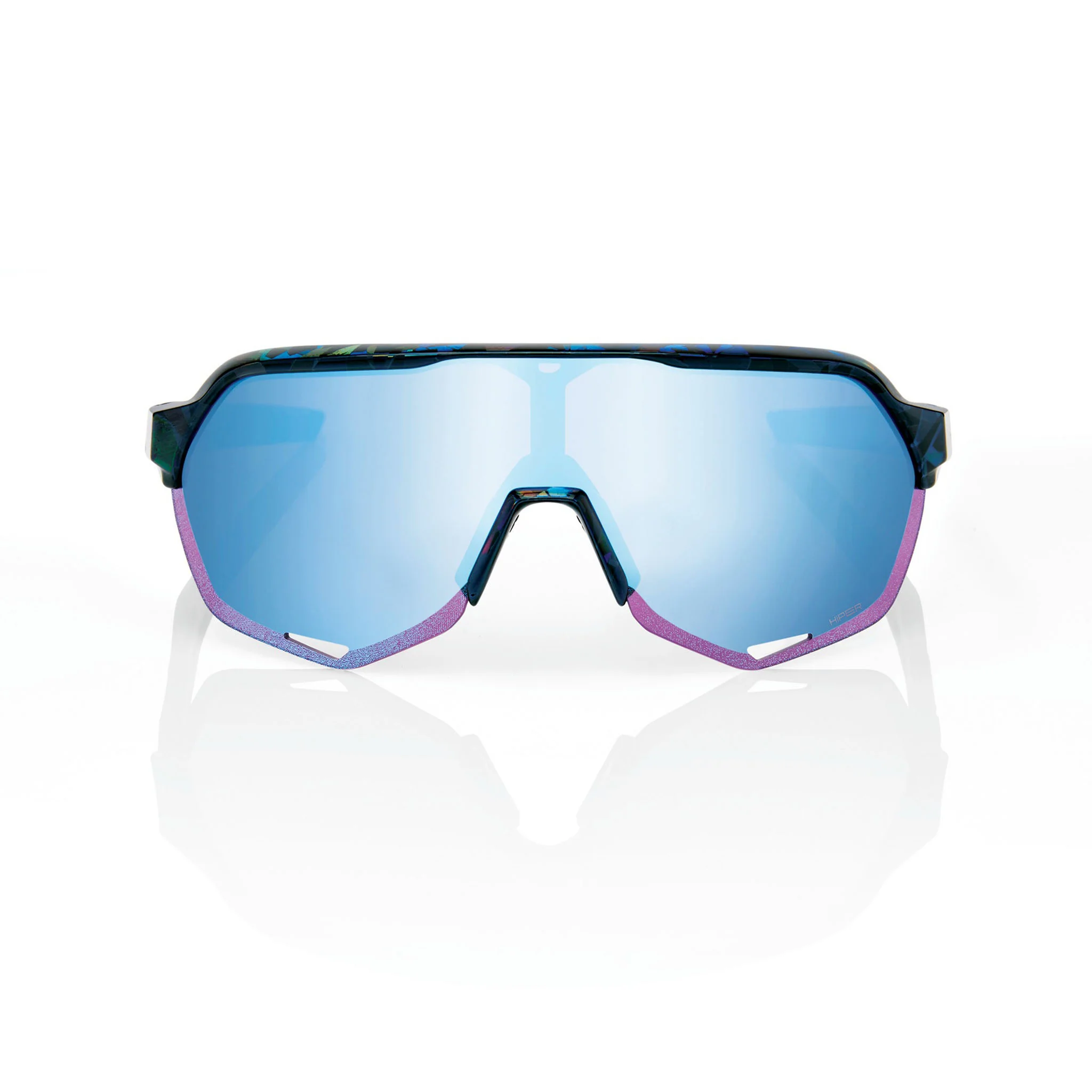 100% S2 Sunglasses Black Holographic - HiPER Blue Mirror Lens - Image 3