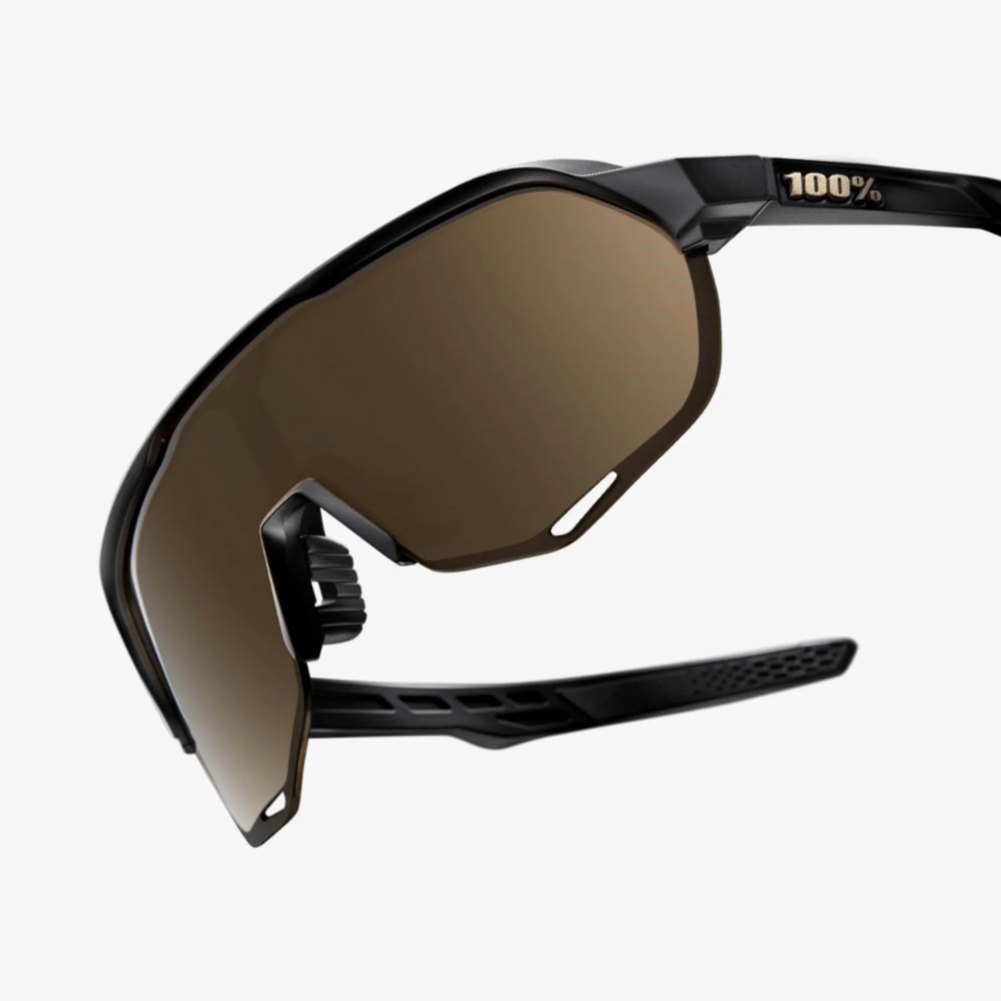 100% S2 Sunglasses Matte Black with Soft Gold Lens - Image 2