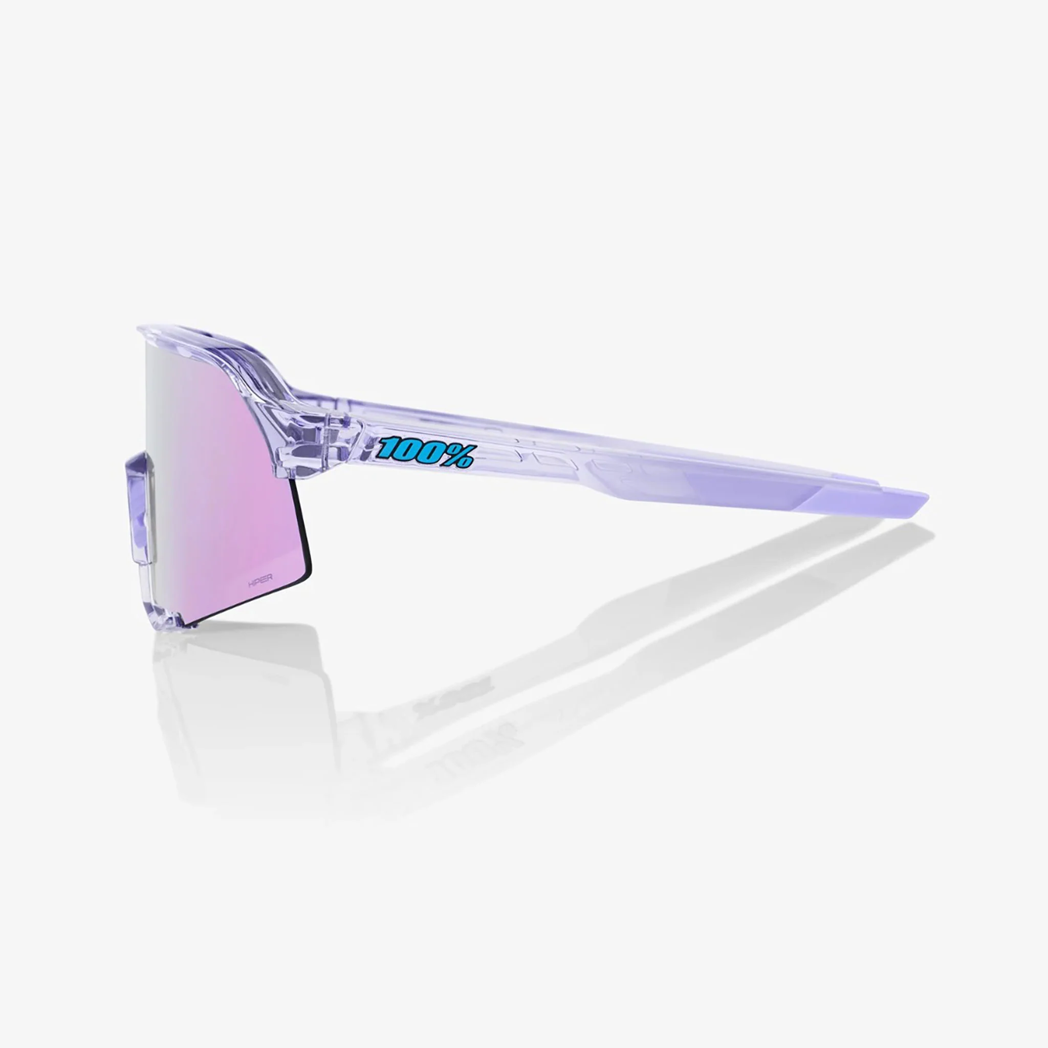 100% S3 Sunglasses Translucent Lavender with HiPER Lavender Mirror Lens - Image 3