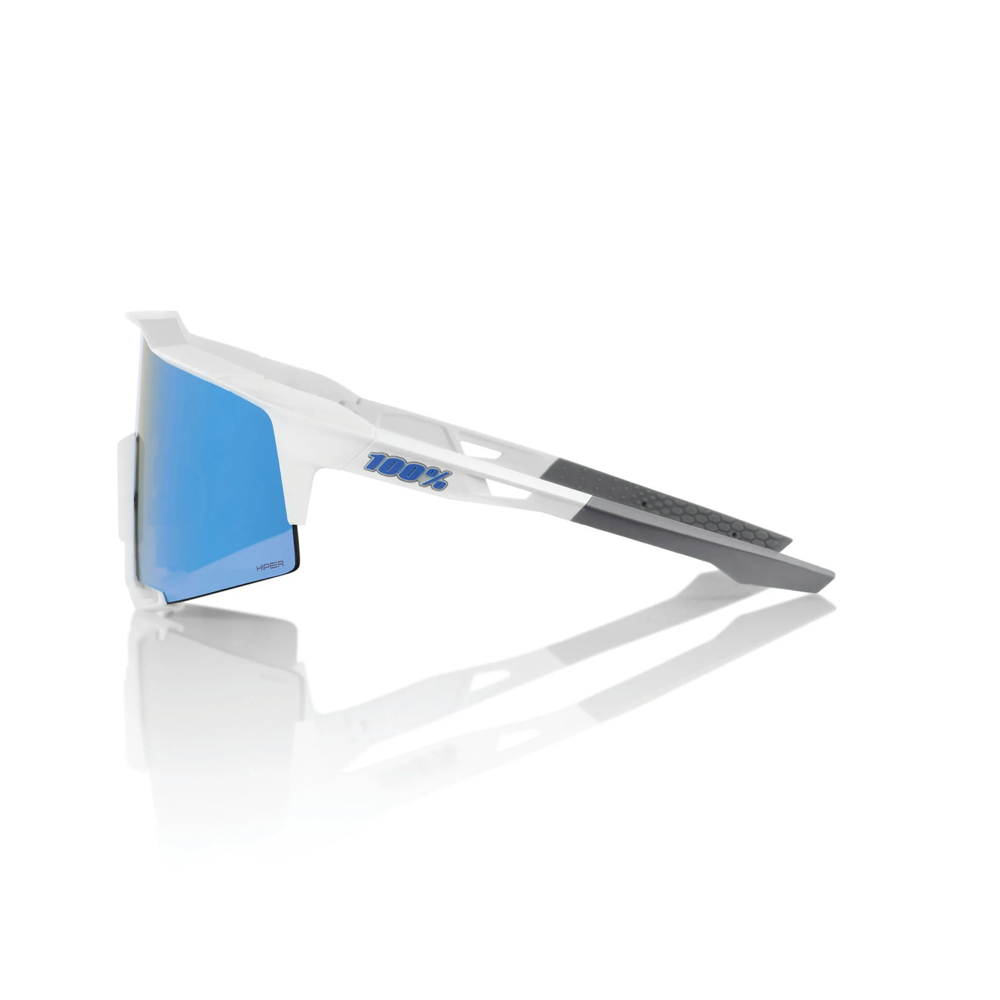 100% Speedcraft Sunglasses Matte White with HiPER Blue Lens - Image 3