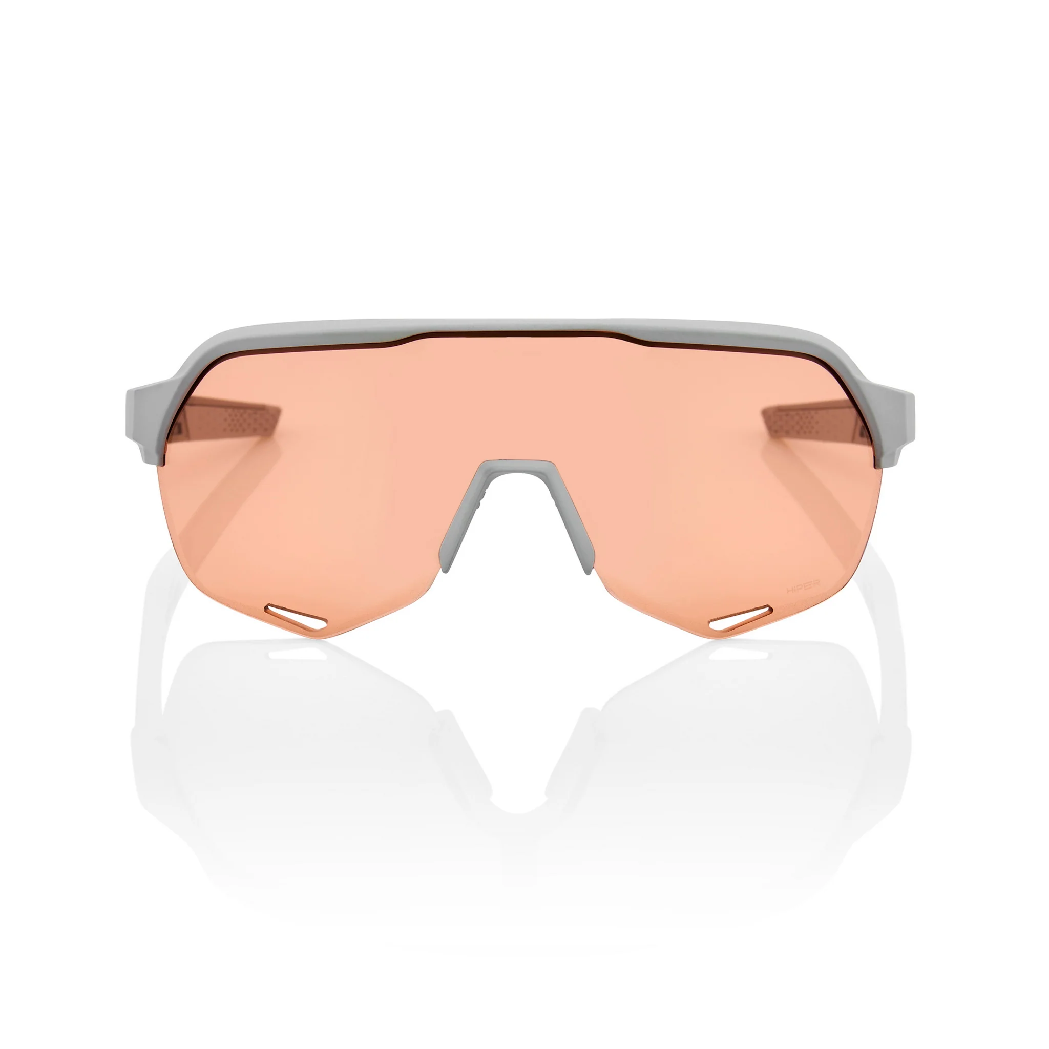 100% Sunglasses S2 Soft Tact Stone Grey with HiPER Coral Lens - Image 2