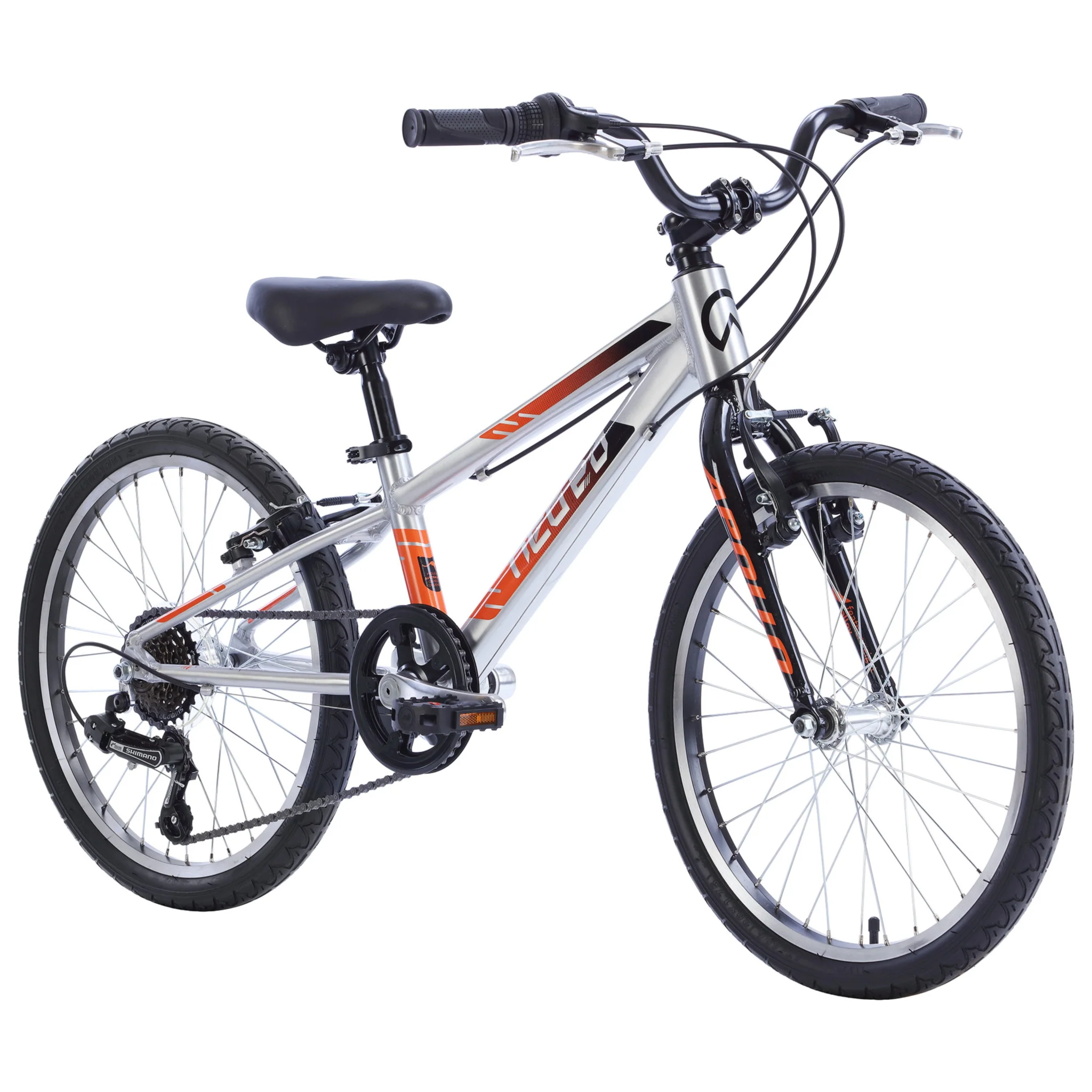 Apollo Neo 20" Kids Bike 6-Speed Brushed Alloy/Black/Orange - Image 3