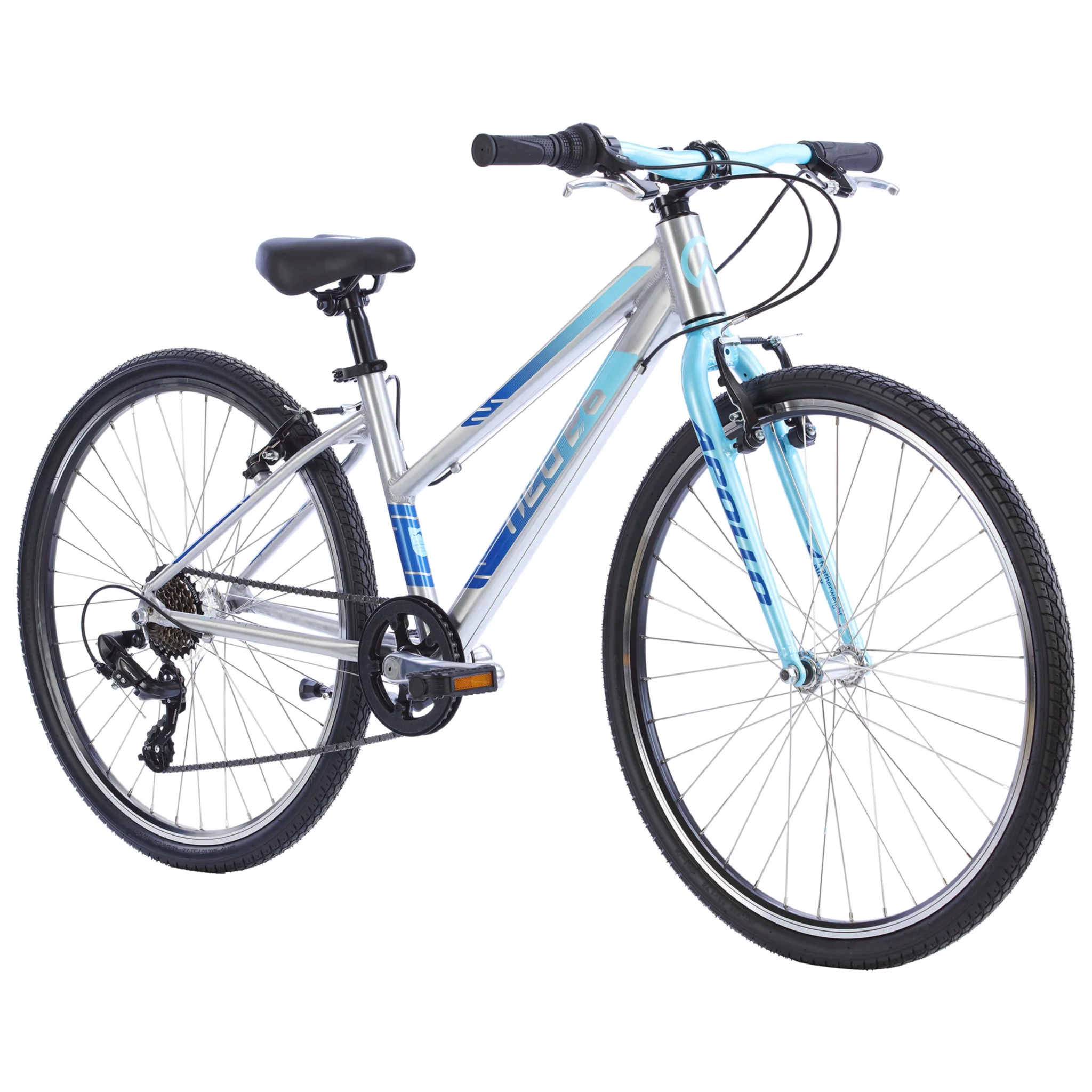 Apollo Neo 26" Kids Bike 7-Speed Brushed Alloy/Ice Blue/Navy - Image 2