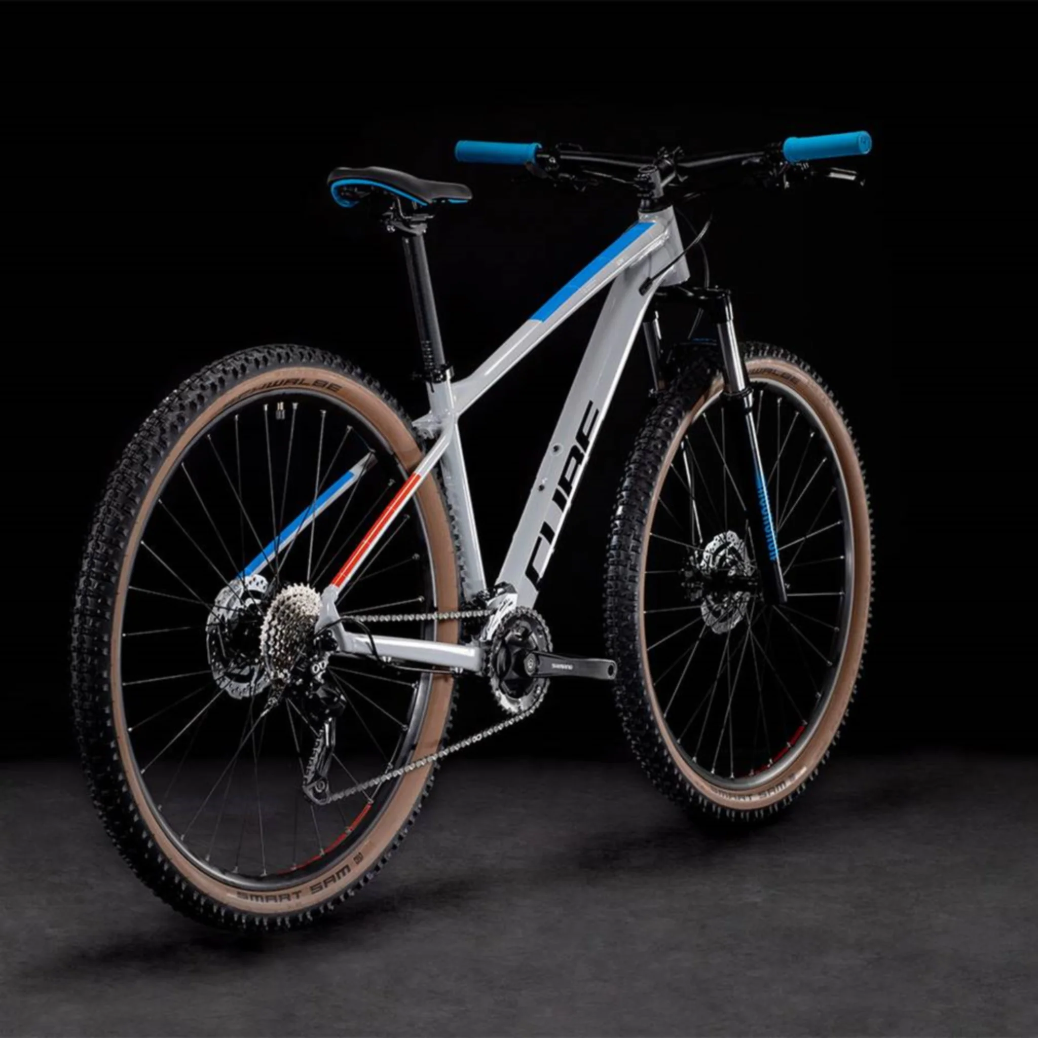 Cube Aim SL Hardtail Mountain Bike Prismagrey 'n' Blue 'n' Red - Image 3