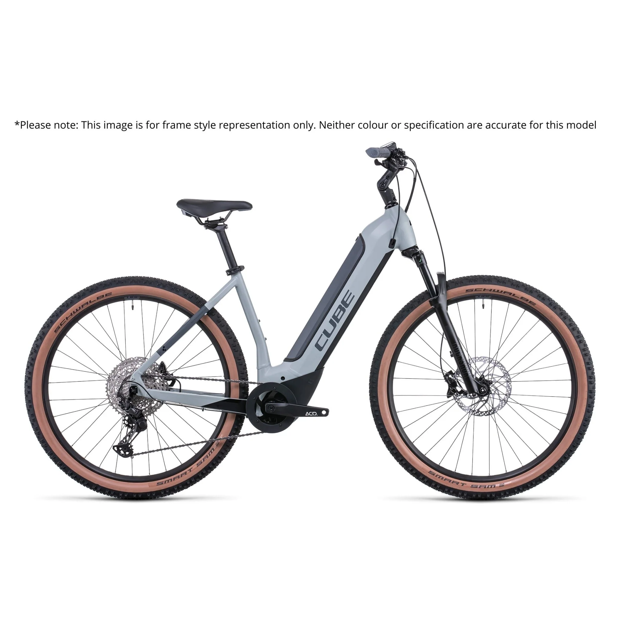 Cube Reaction Hybrid Pro Electric Mountain Bike Easy Entry Prisma Grey 'n' Red 625Wh Battery
