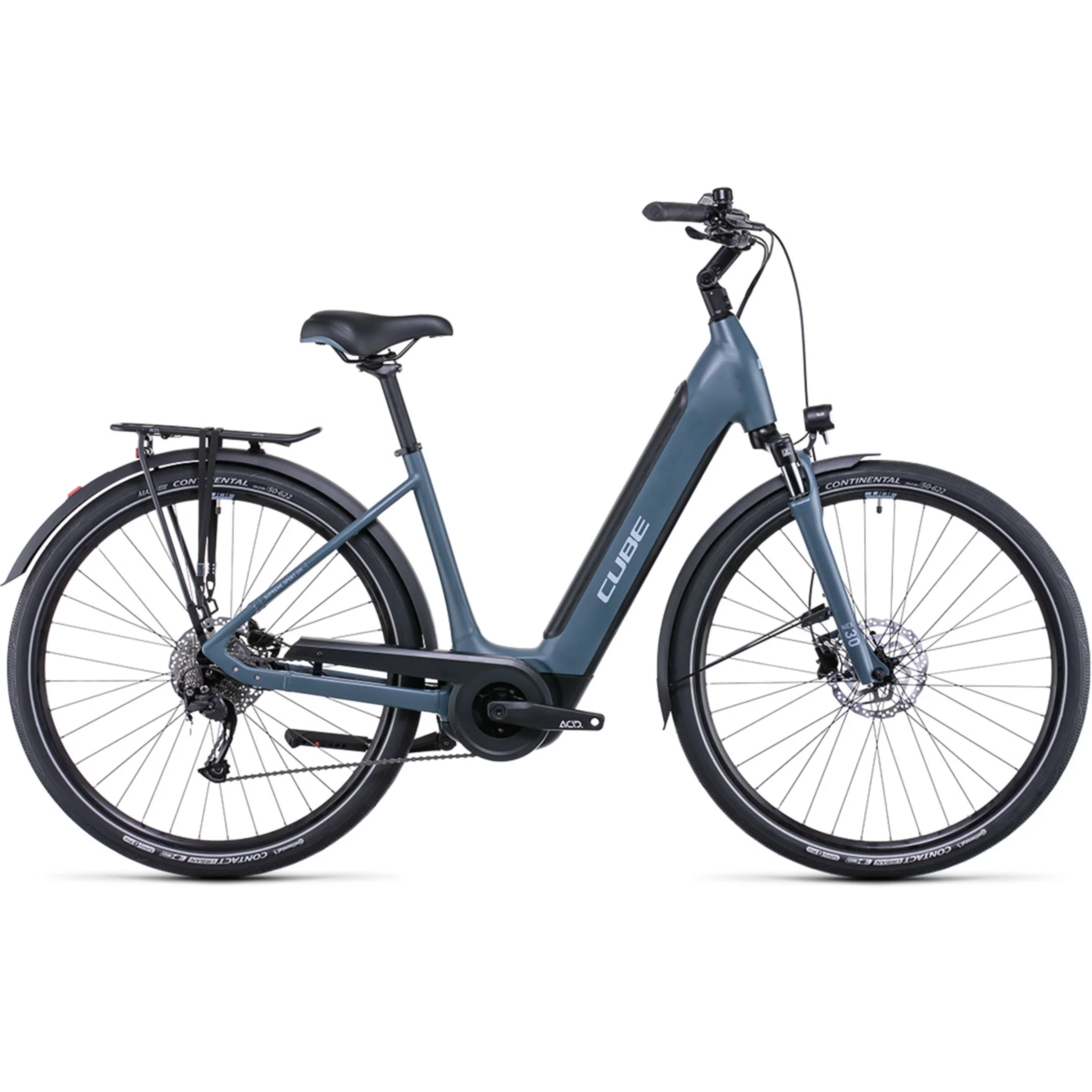 Cube Supreme Sport Hybrid One 400 Easy Entry Electric Bike 400Wh Battery Grey blue 'n' Blue