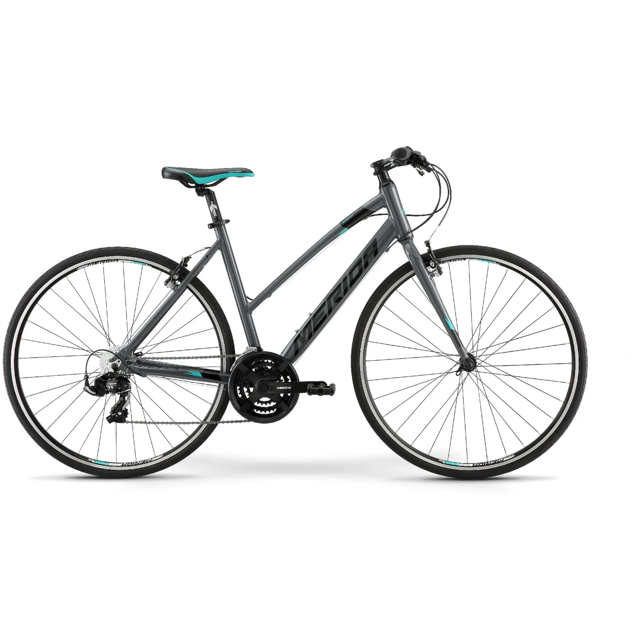 Merida Speeder 10-V W Womens Flat Bar Road Bike Glossy Grey/Black/Teal