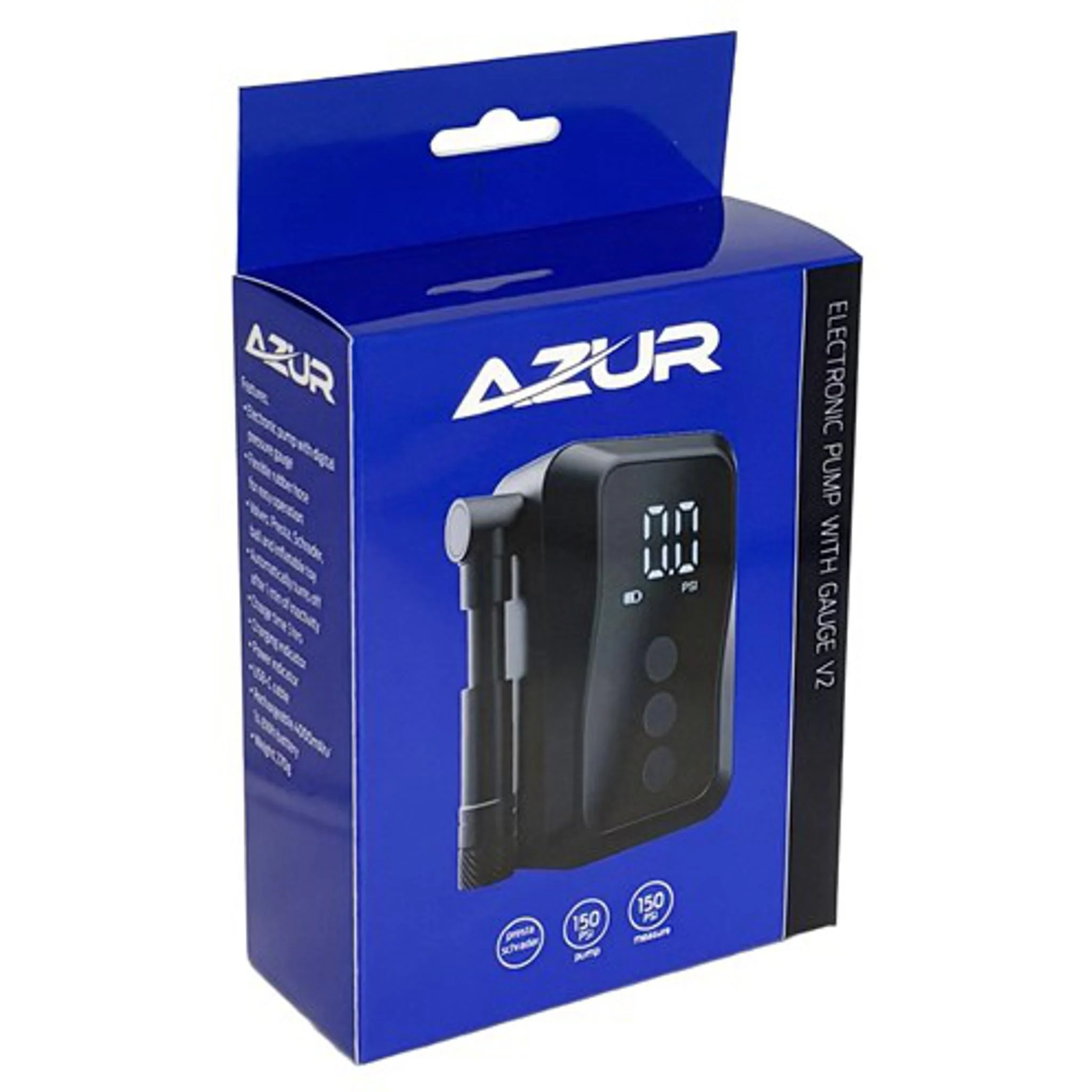 Azur Mini Electric Bike Tyre Pump V2 w/ Gauge - Image 4