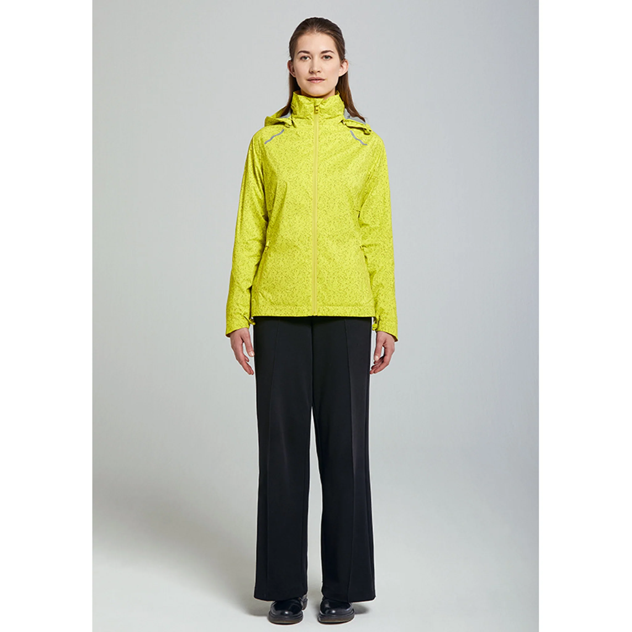 Basil Skane Women's Hi-Vis Bicycle Rain Jacket Neon Yellow Full Reflective - Image 3