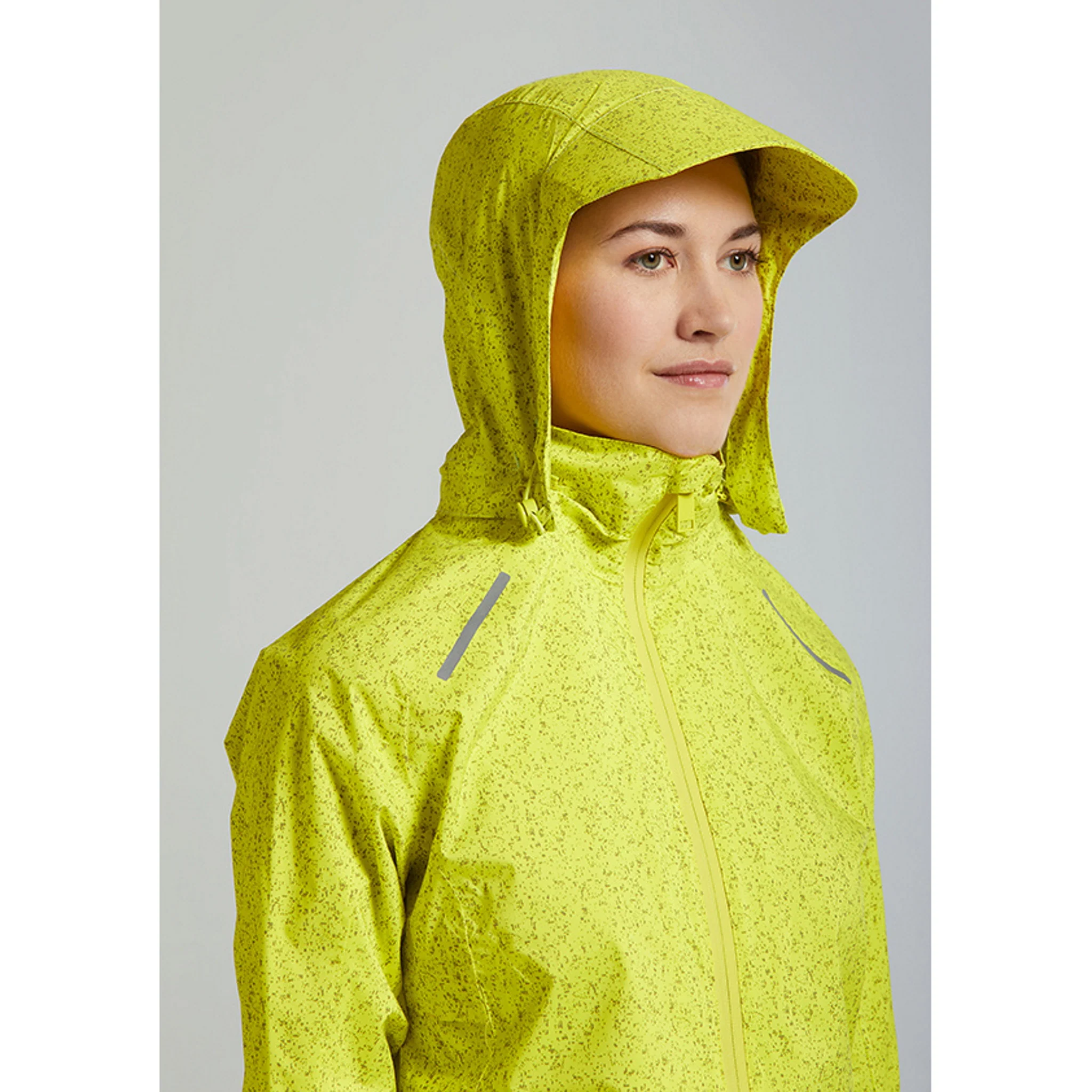 Basil Skane Women's Hi-Vis Bicycle Rain Jacket Neon Yellow Full Reflective - Image 6