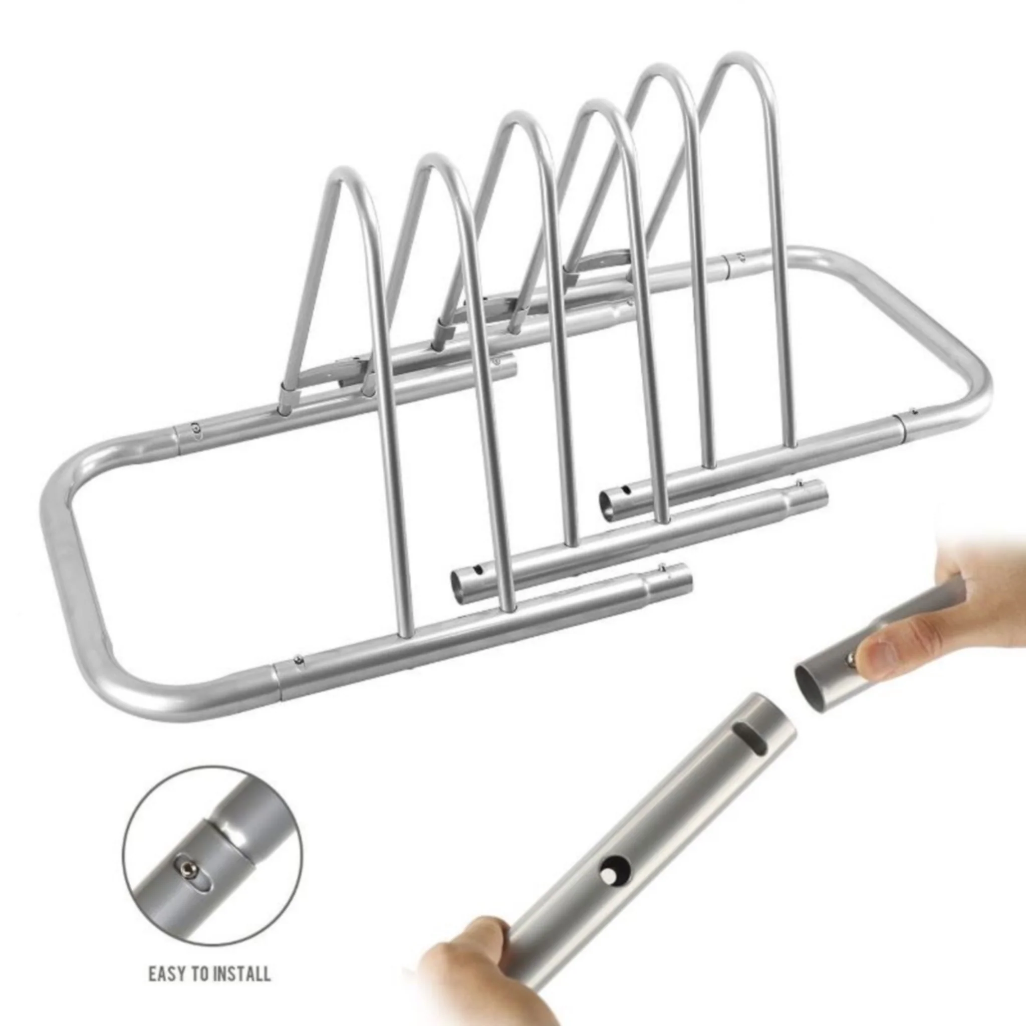 Bike Storage Stand 5 Bikes Silver - Image 2