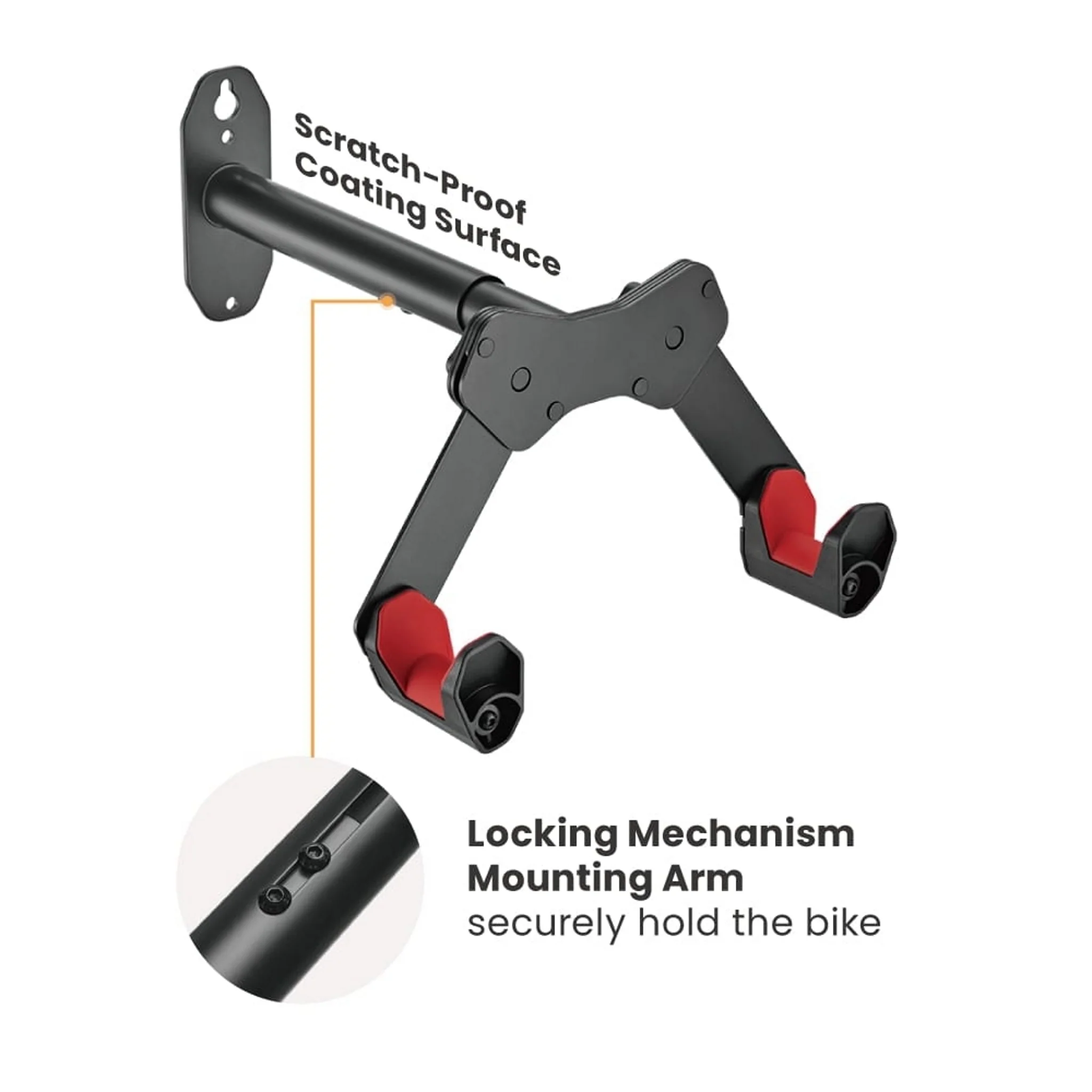 Bikerakz EZI-Hang Wall Mounted Bike Rack Black/Red - up to 25kg - Image 2