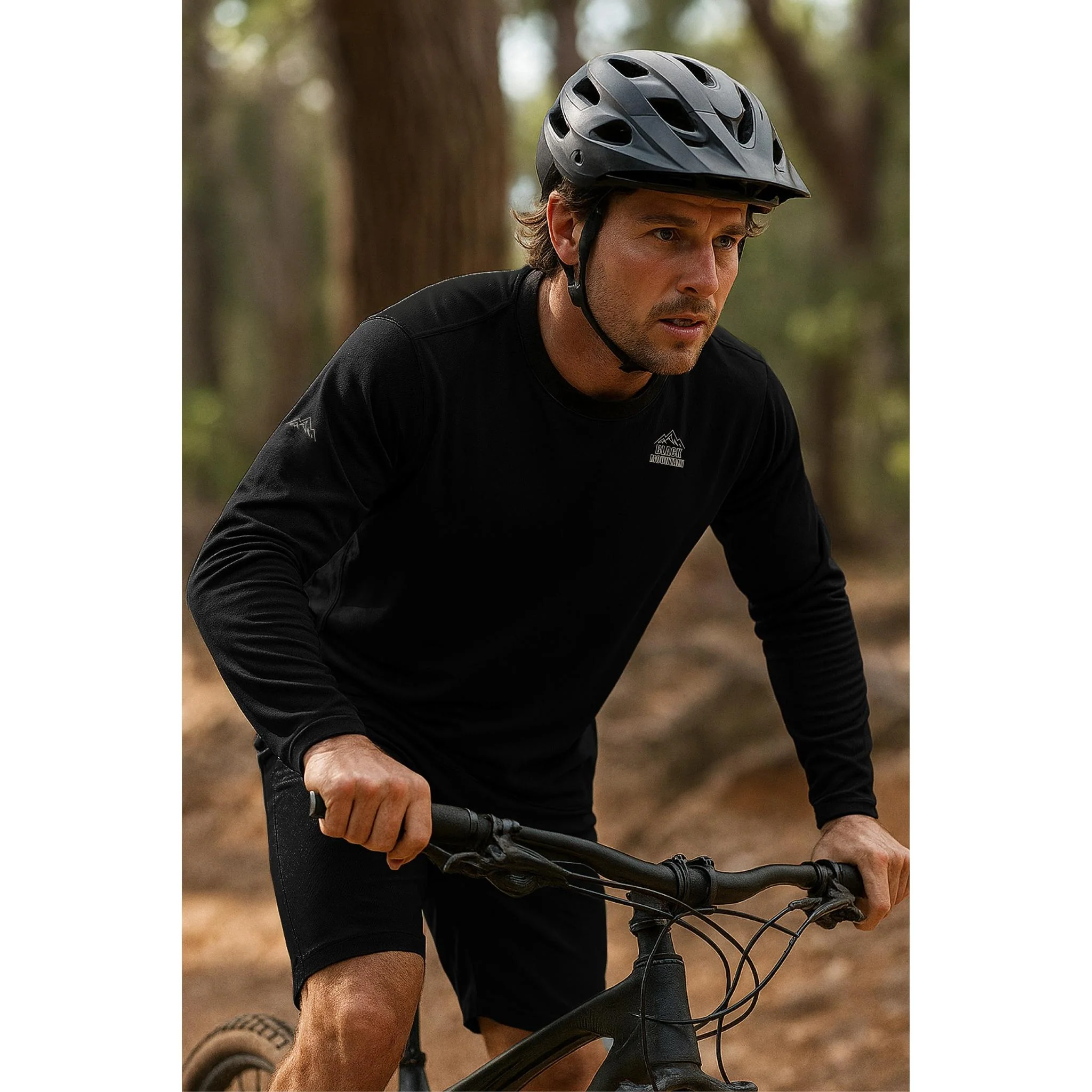 Black Mountain Shadow Trail Long Sleeve MTB Jersey Black - Image 3