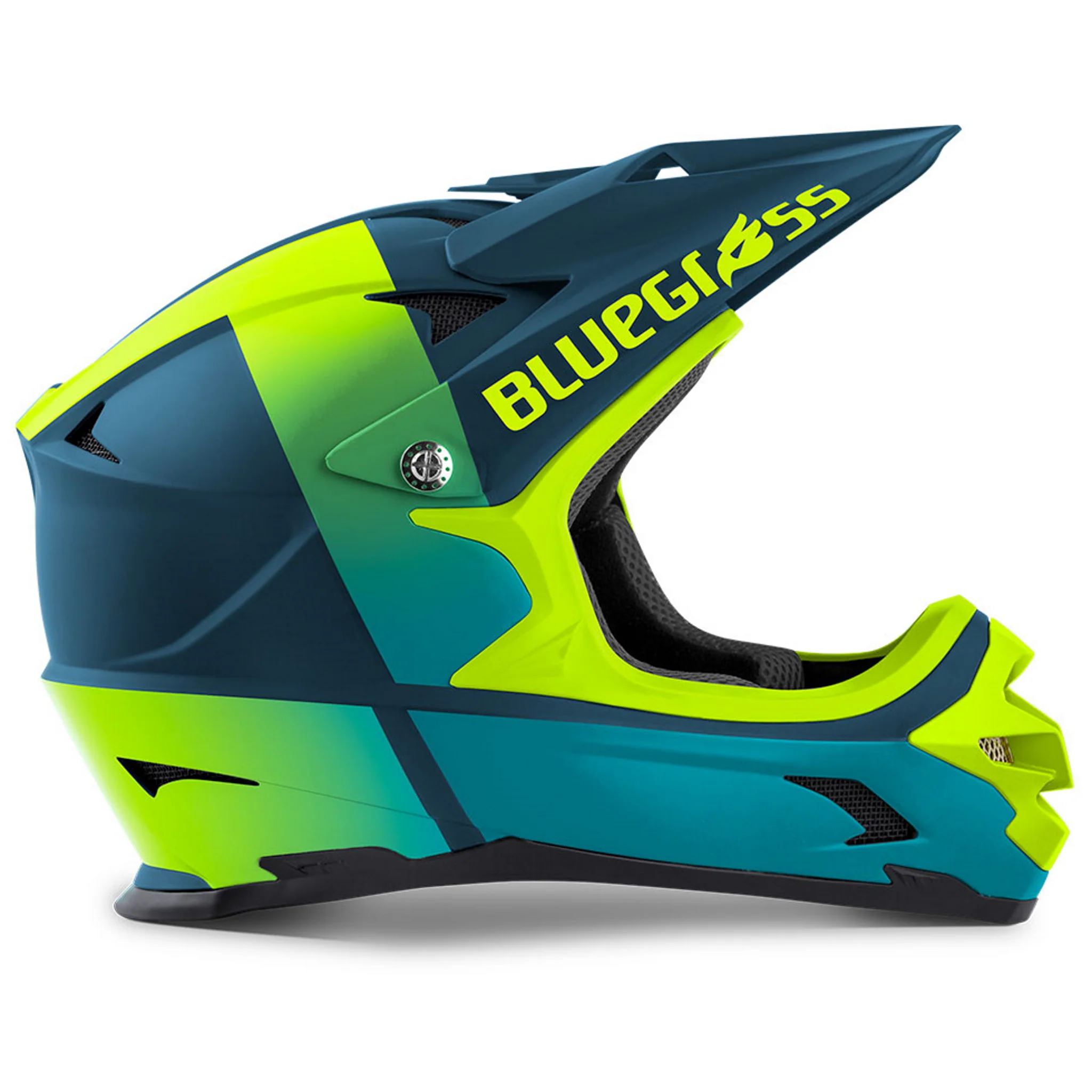 Bluegrass Intox Full Face Helmet Petrol Blue/Fluro Yellow - Image 2