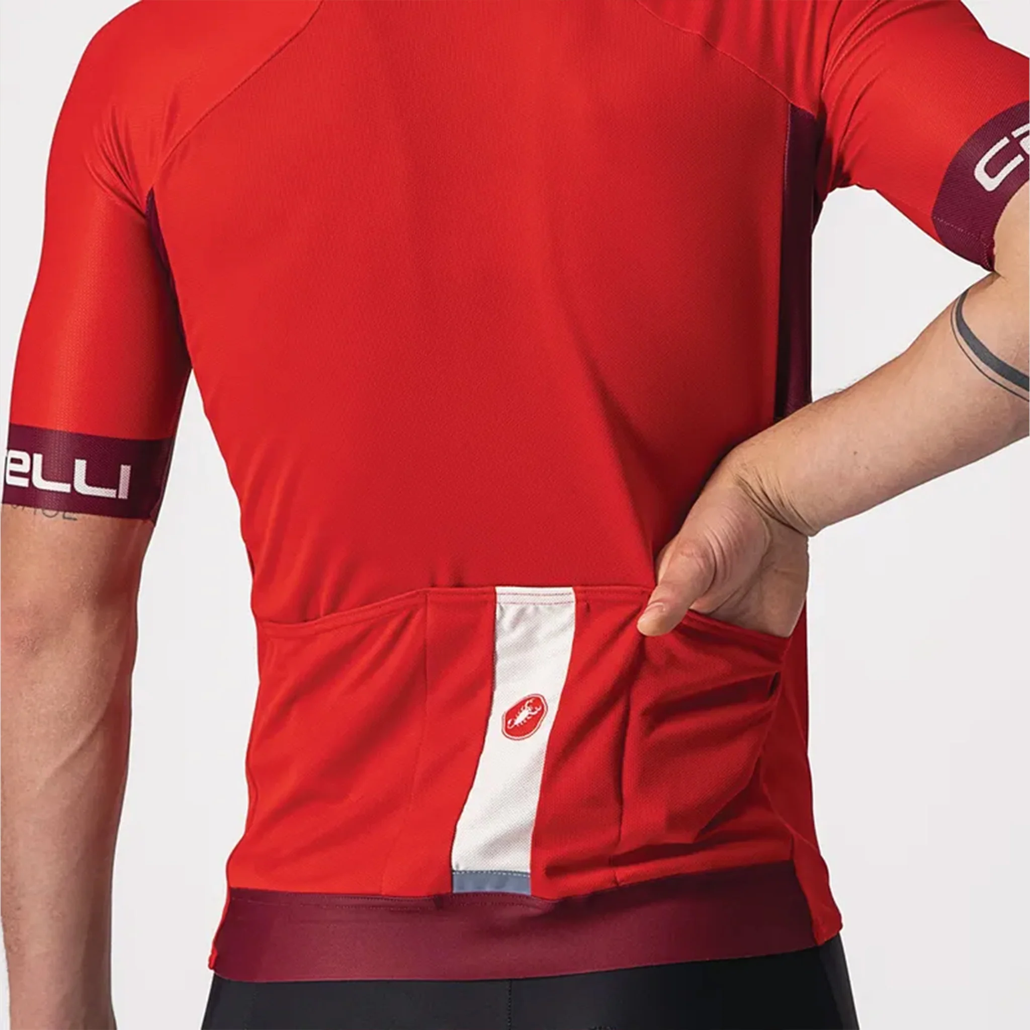 Castelli Entrata VI Jersey Red/Ivory - Image 4
