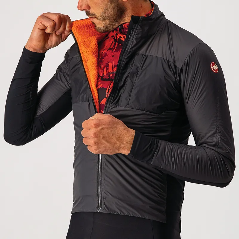 Castelli Jacket Unlimited Puffy Dark Gray/Black-Brilliant Orange - Image 3