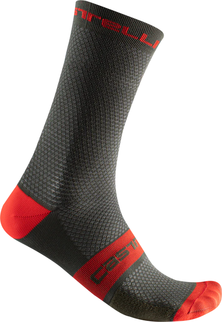 Castelli Sock Superleggera T18 Military Green/Fiery Red