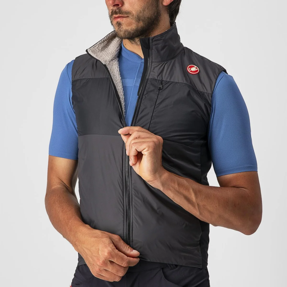 Castelli Vest Unlimited Puffy Dark Gray/Black-Silver Gray - Image 6