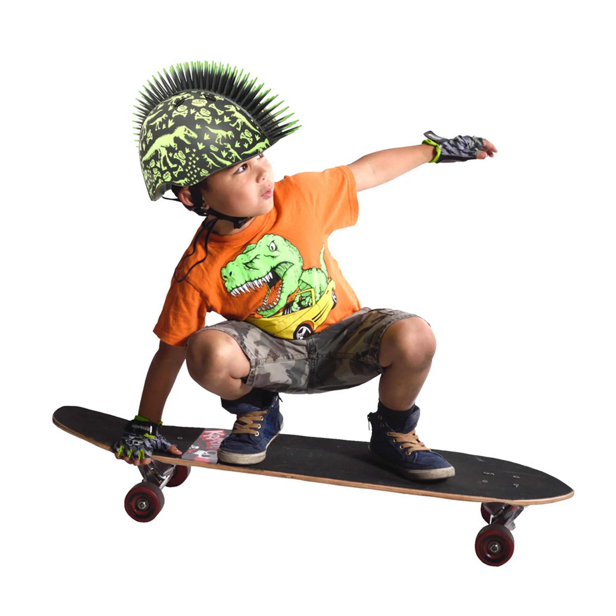 Raskullz T-Rex Bonez Mohawk Toddler Helmet Black/Green - Image 2