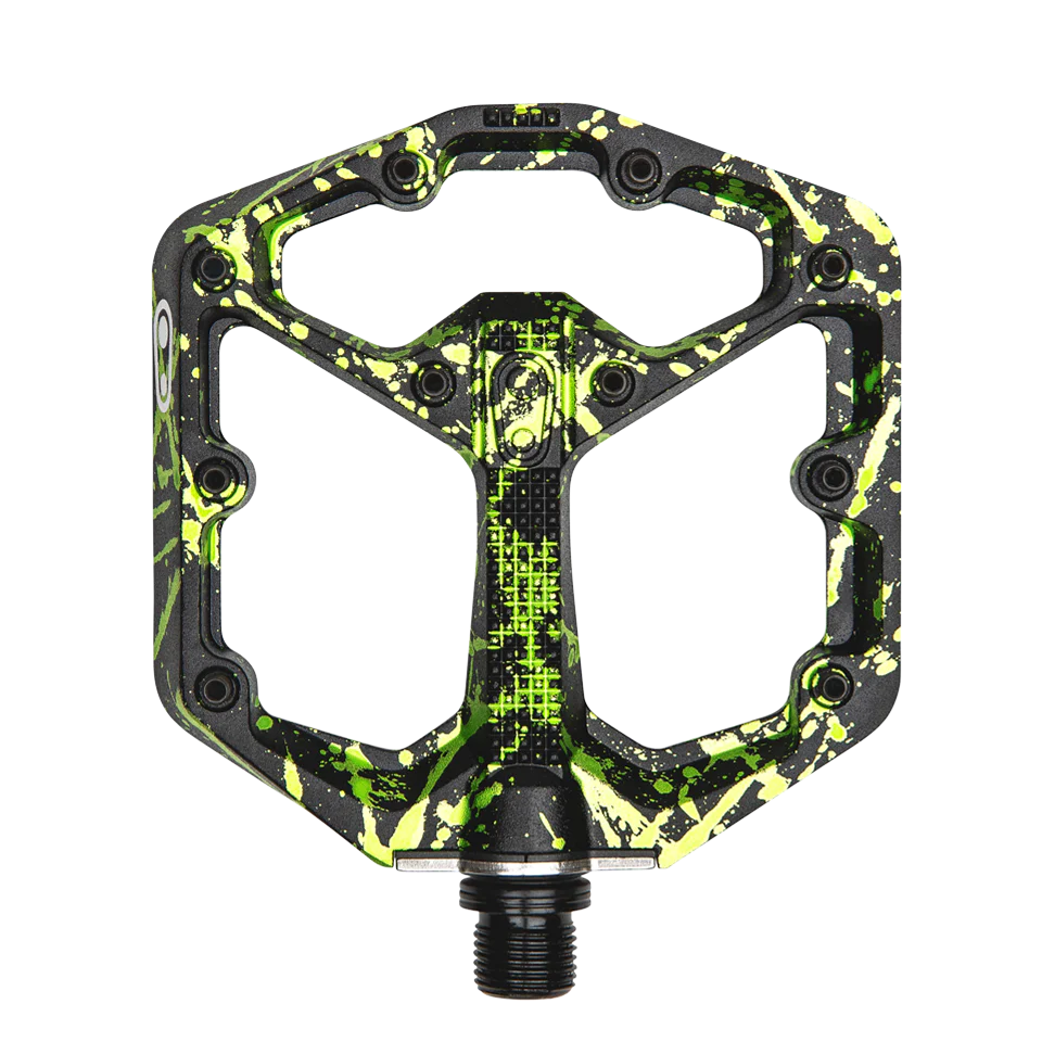 Crankbrothers Pedal Stamp 7 Small Splatter Paint Lime Green