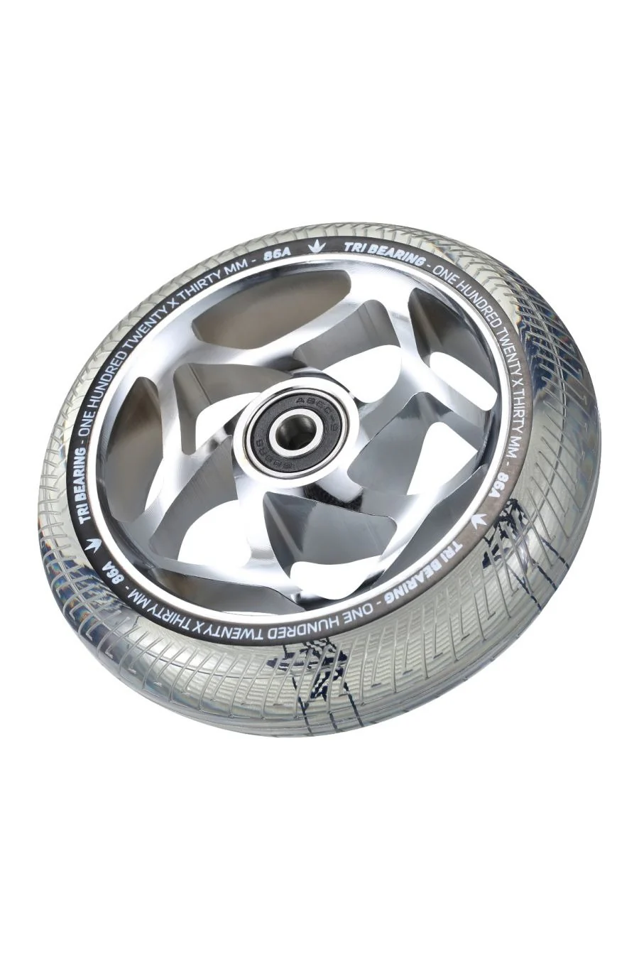 Envy Tri Bearing Wheel Chrome/Clear 120mm x 30mm - Image 2