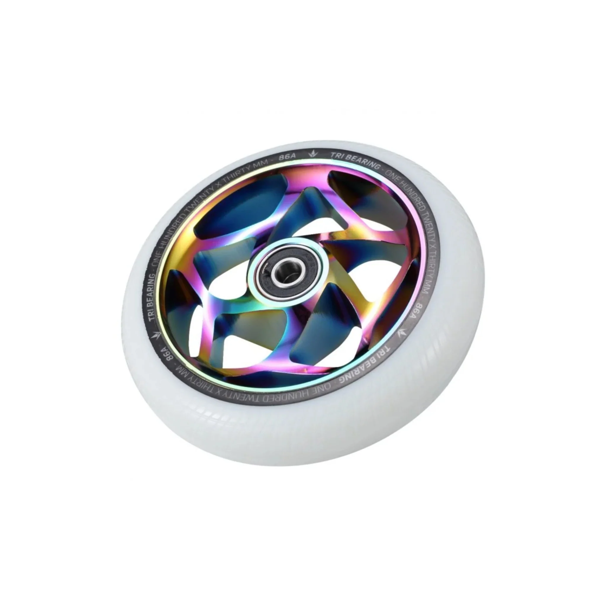 Envy Tri Bearing Scooter Wheel 120mm x 30mm Oil Slick/White - Image 2