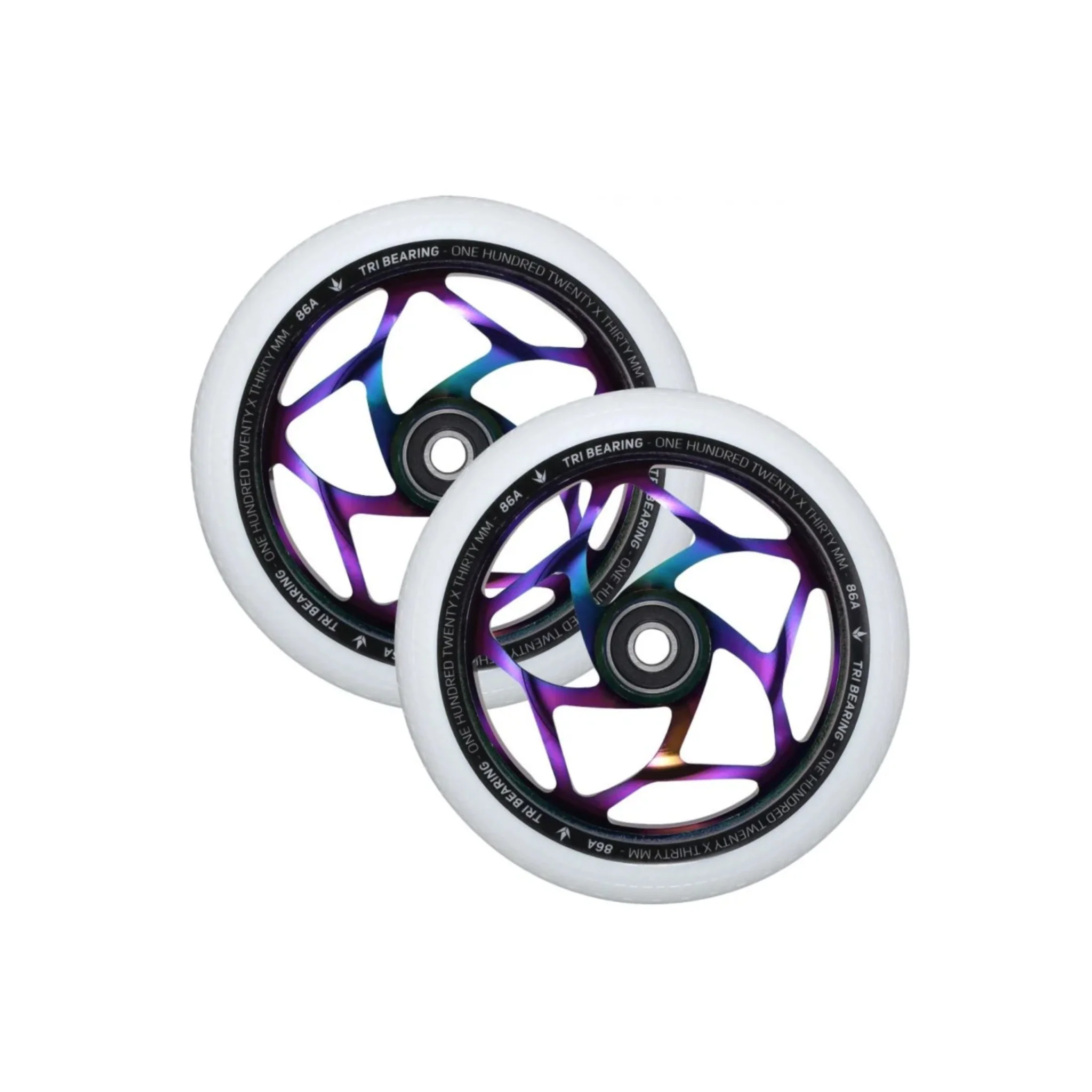 Envy Tri Bearing Scooter Wheel 120mm x 30mm Oil Slick/White - Image 3