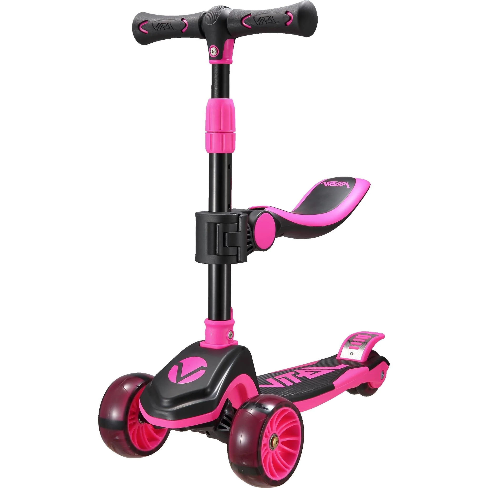 Vital TYKE 3 Wheel Kids Scooter (with Removable Seat) Pink - Image 2