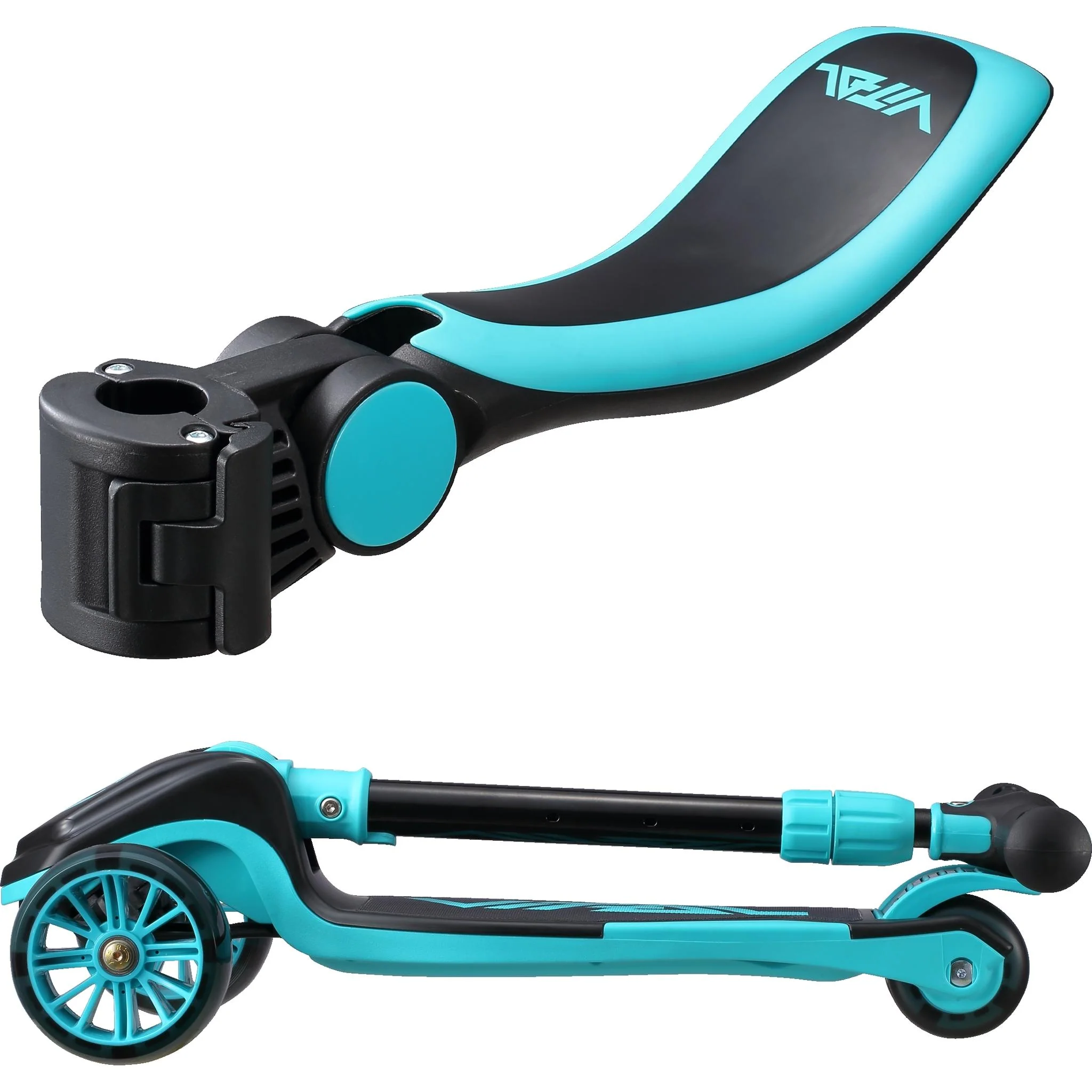 Vital TYKE 3 Wheel Kids Scooter (with Removable Seat) Teal - Image 2