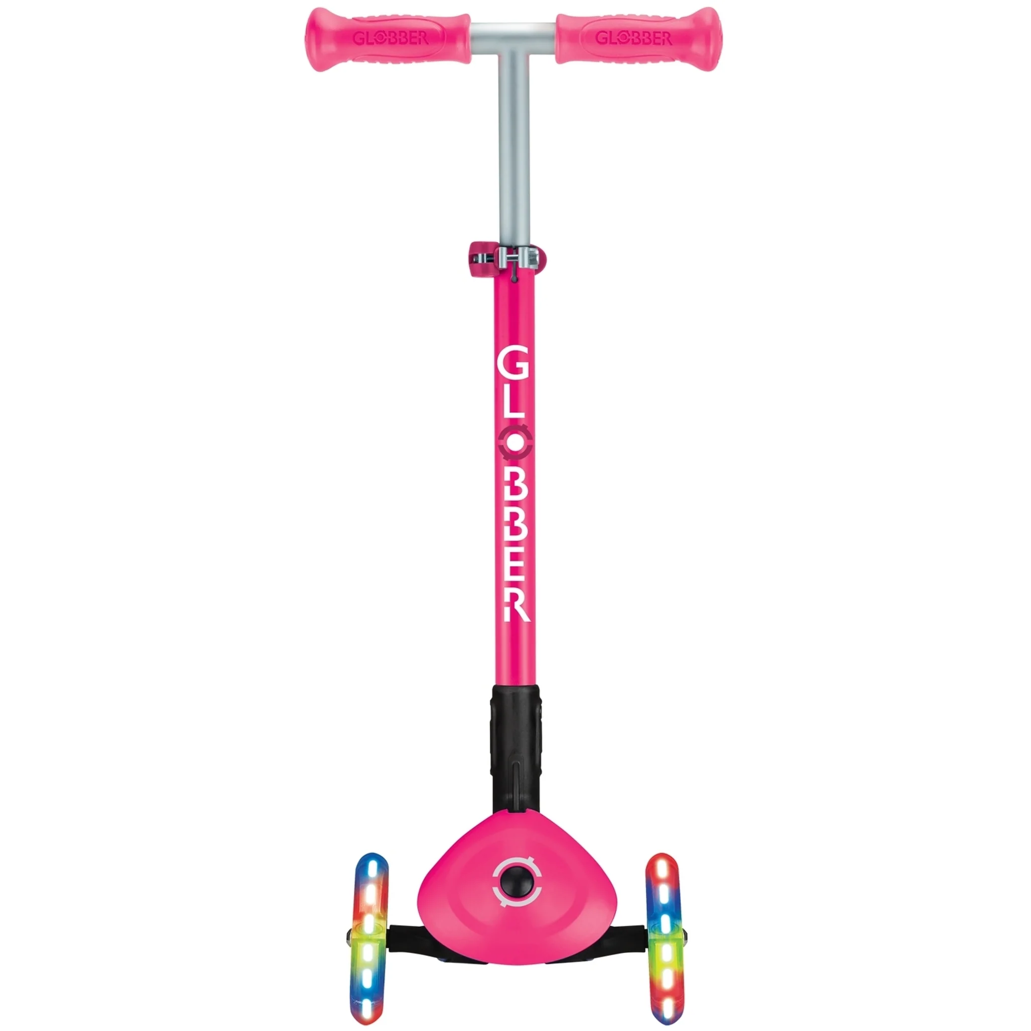 Globber Primo Foldable Lights Kids Scooter Neon Pink - Image 4