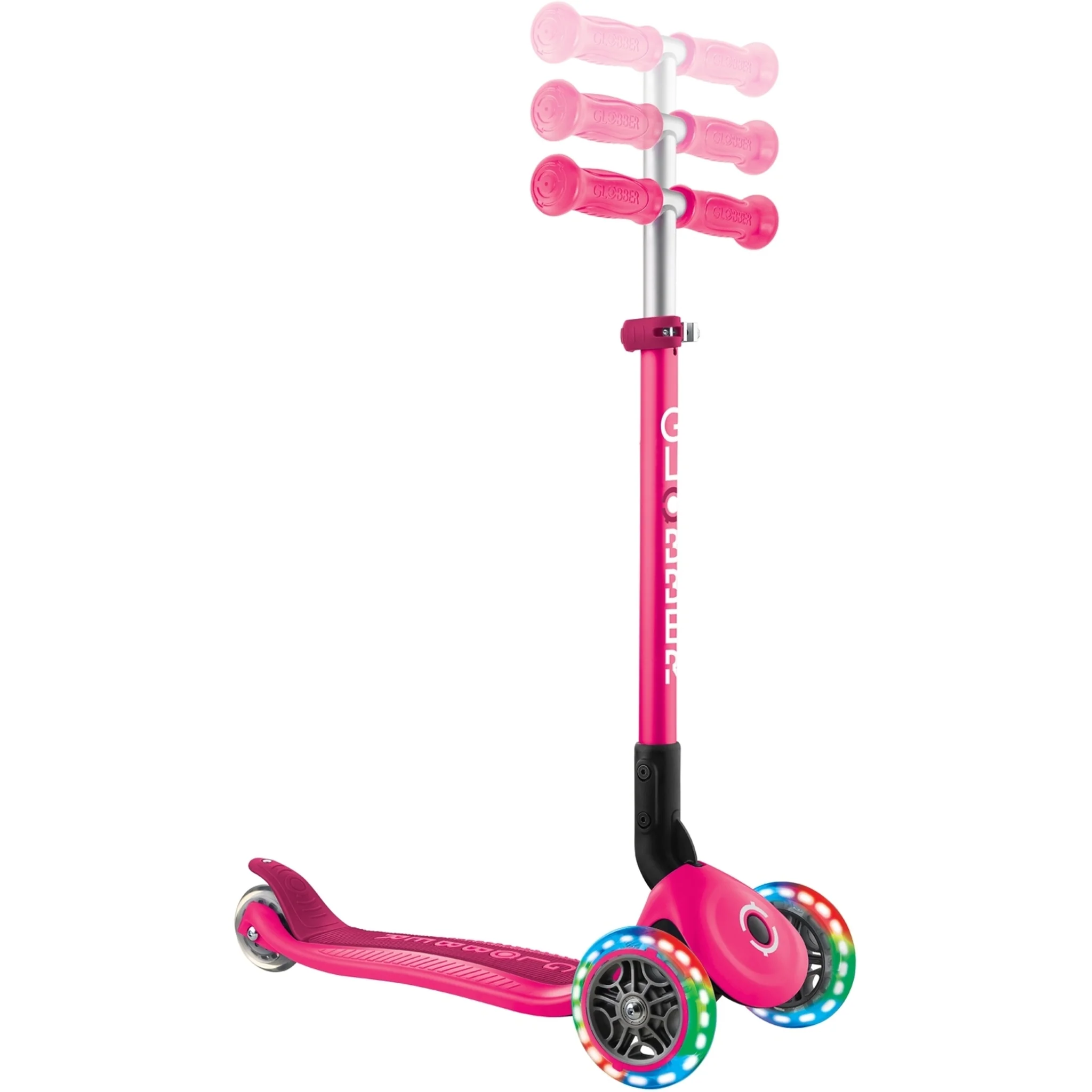 Globber Primo Foldable Lights Kids Scooter Neon Pink - Image 5
