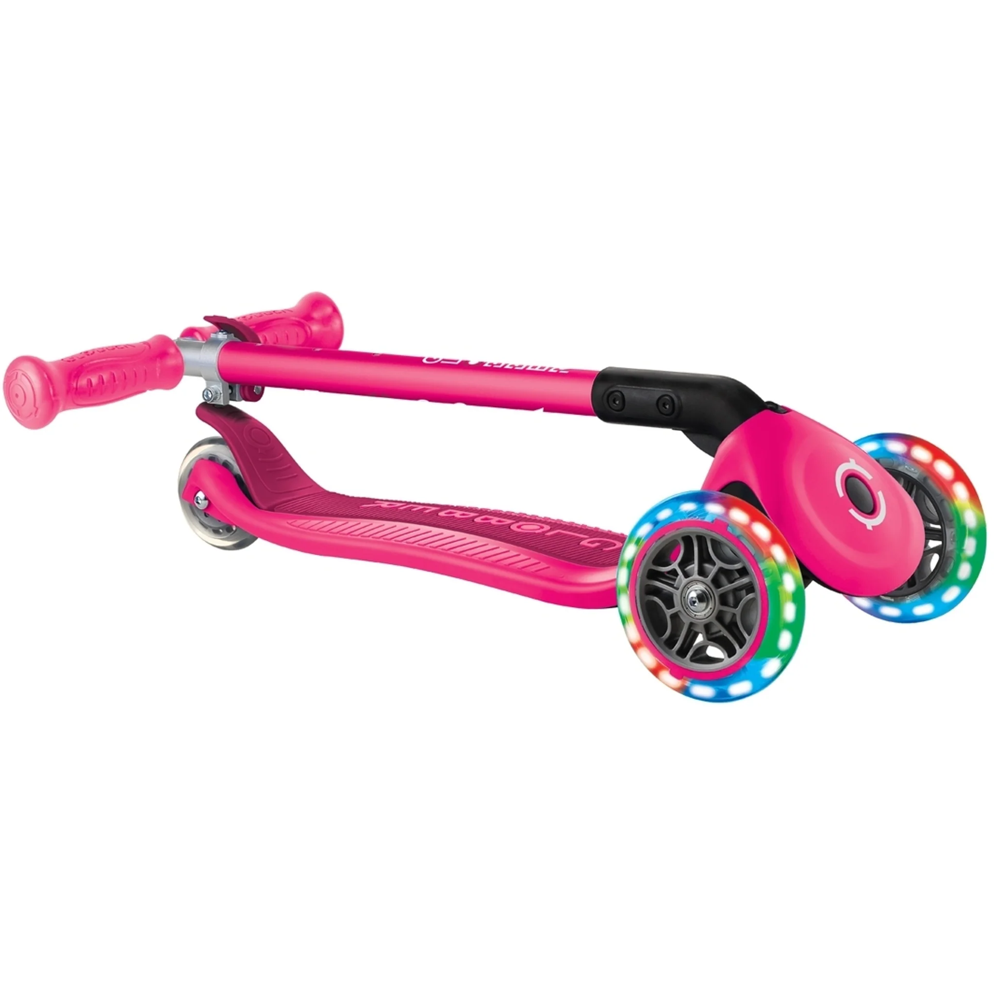 Globber Primo Foldable Lights Kids Scooter Neon Pink - Image 6