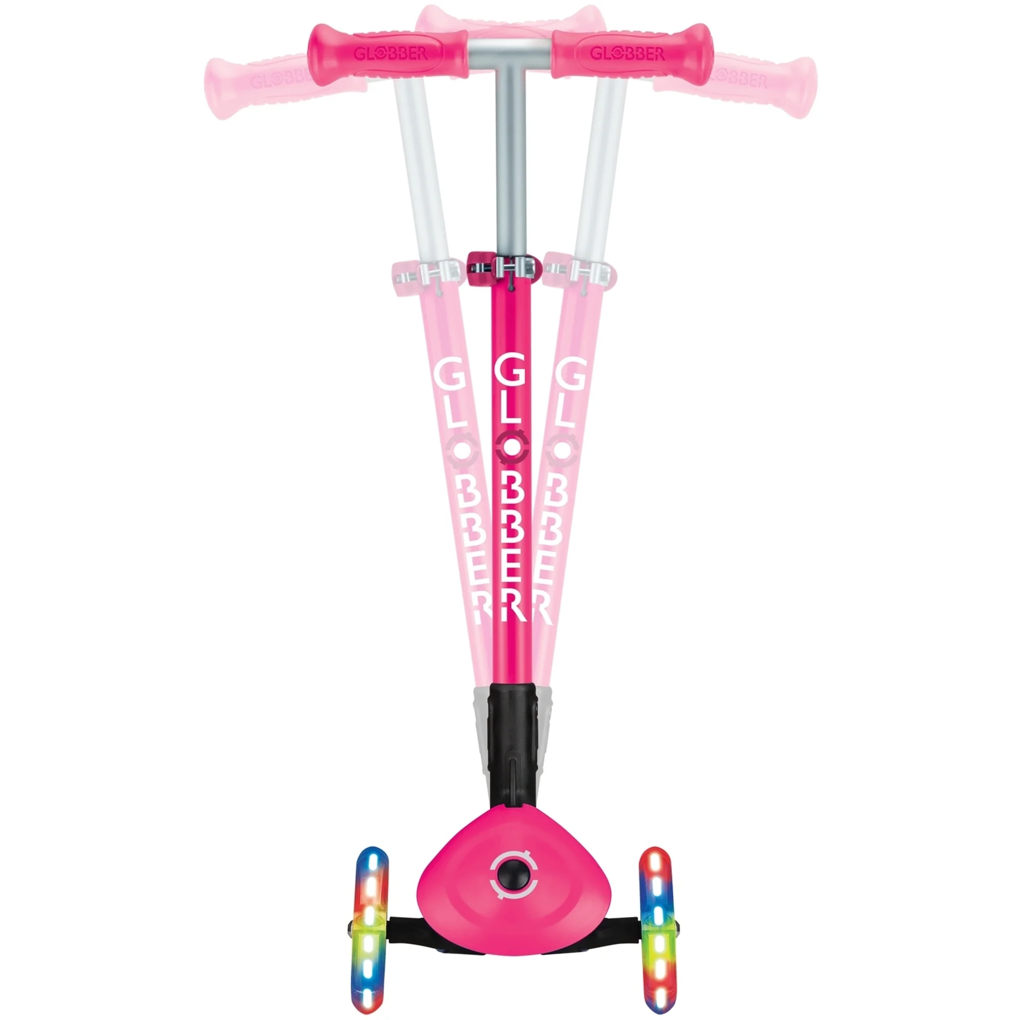 Globber Primo Foldable Lights Kids Scooter Neon Pink - Image 8