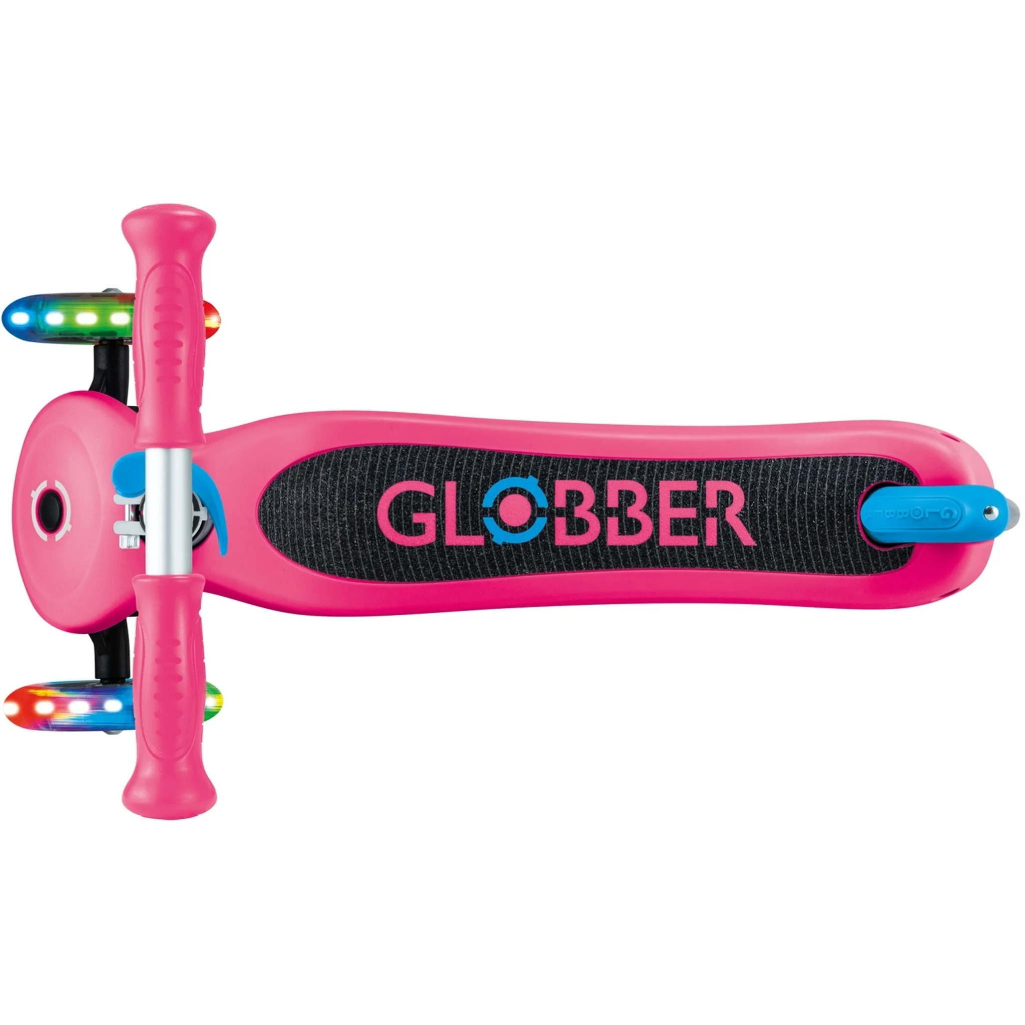 Globber Primo V2 3-Wheel Scooter with Light-Up Wheels and Griptape Fuchsia Pink / Sky Blue - Image 8
