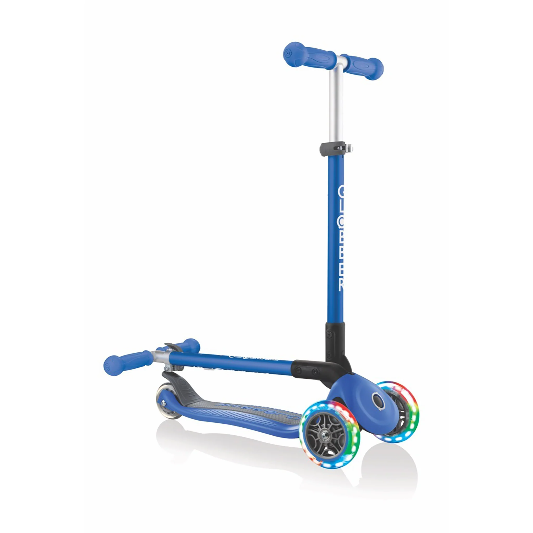 Globber Kids Primo Foldable Lights Scooter Navy Blue - Image 3