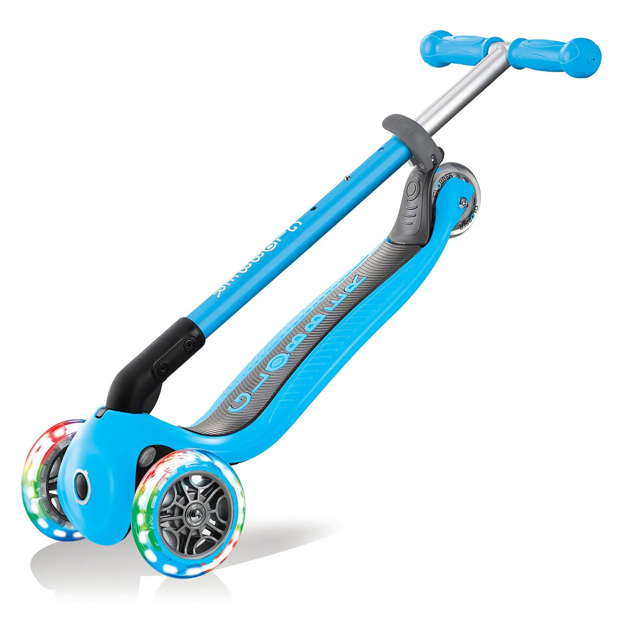 Globber Kids Primo Foldable Lights Scooter Sky Blue - Image 4