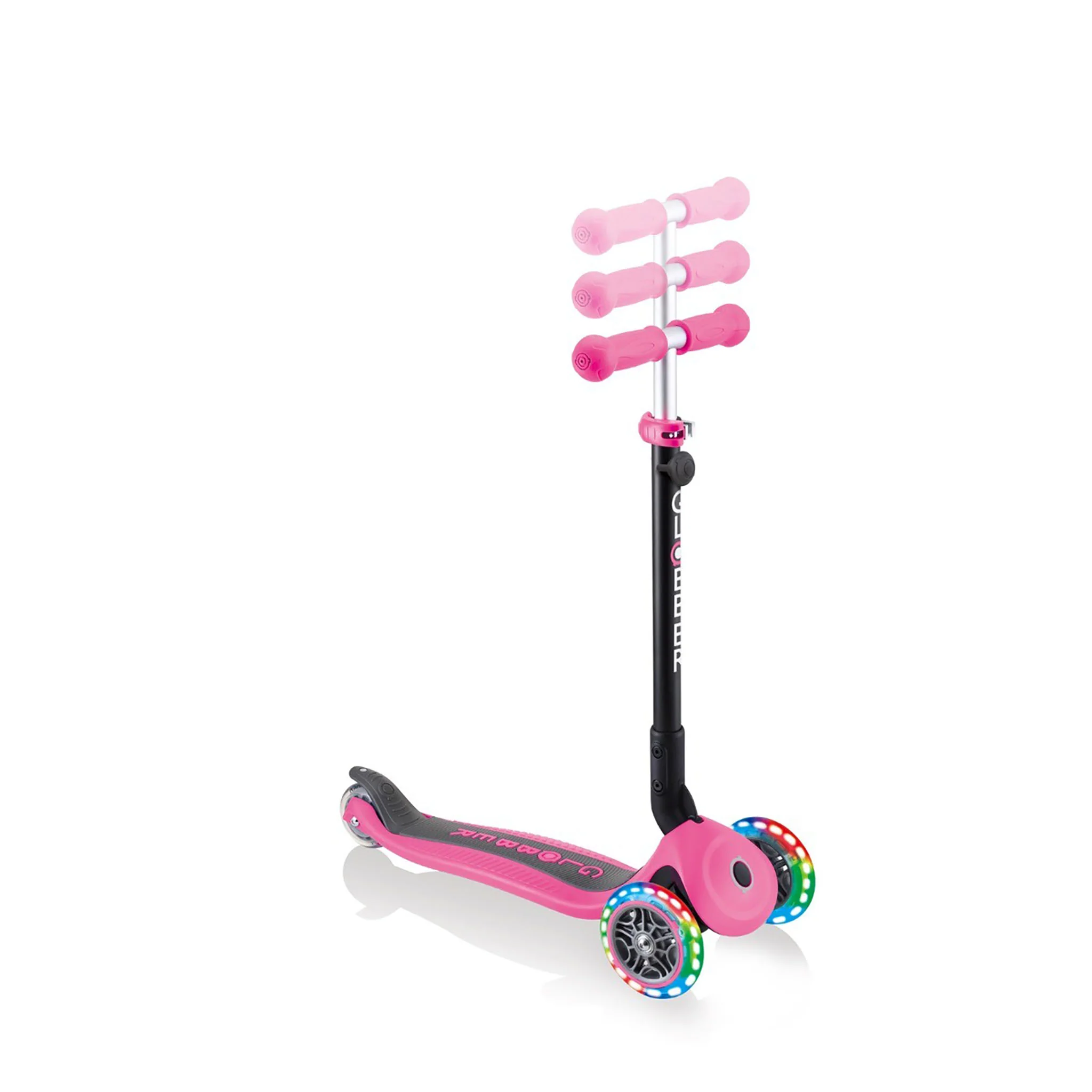 Globber Go Up Foldable Plus Lights 3 Wheel Kids Scooter Pink (Light Up Wheels) - Image 4