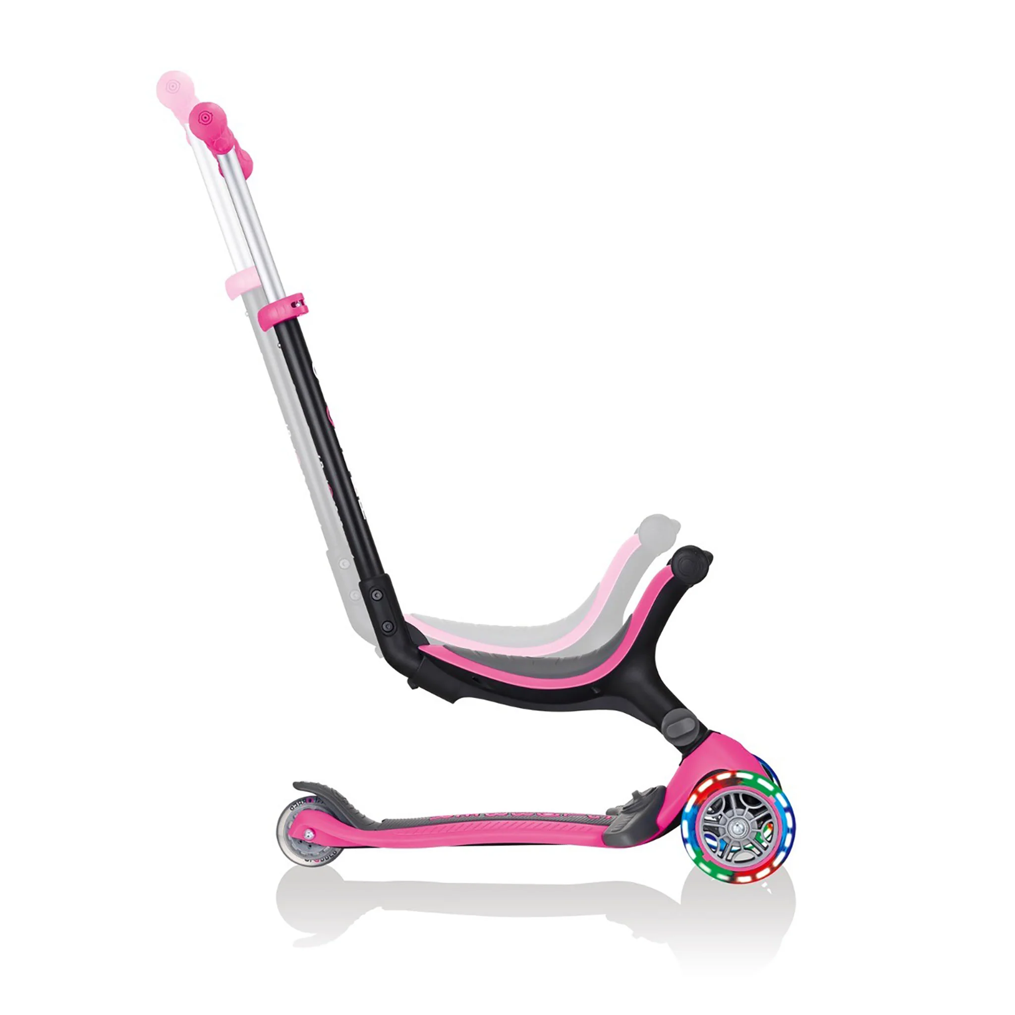Globber Go Up Foldable Plus Lights 3 Wheel Kids Scooter Pink (Light Up Wheels) - Image 5