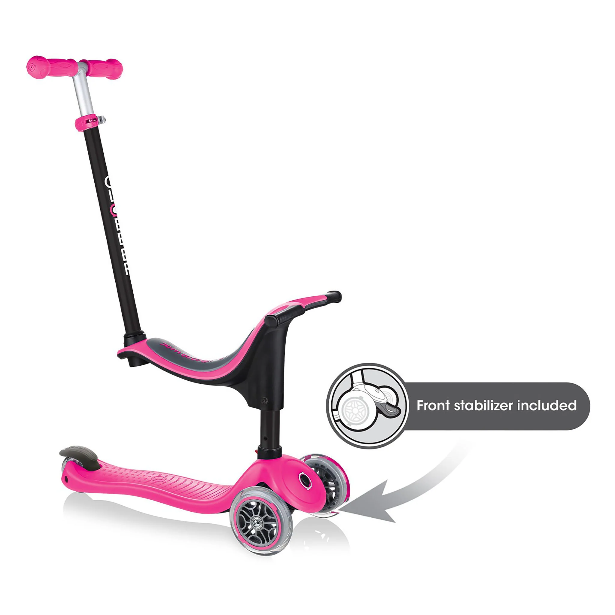 Globber Kids Go Up Sporty Convertible Scooter Deep Pink - Image 5