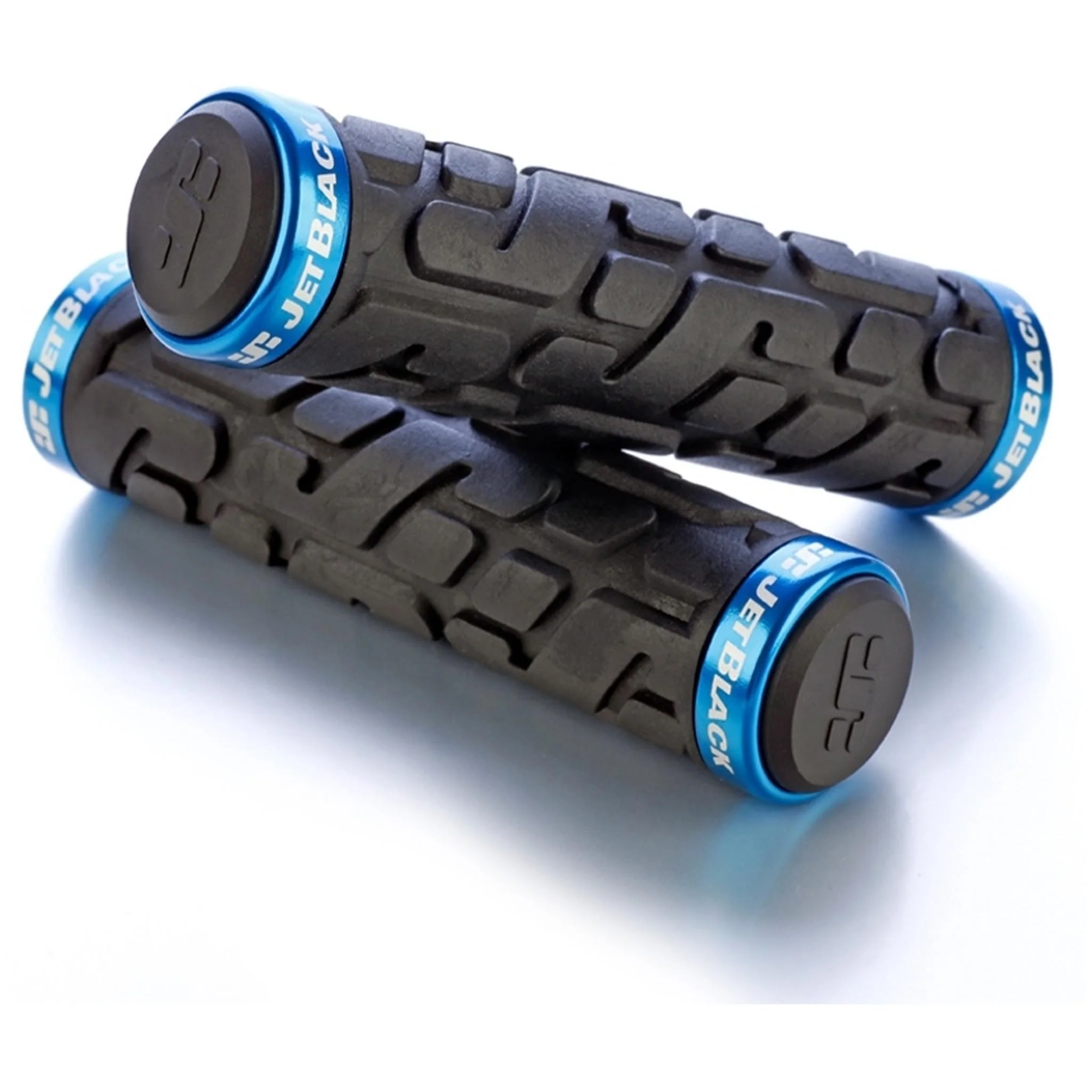 Jetblack Rivet Lock On Grips Black/Cyan Rings