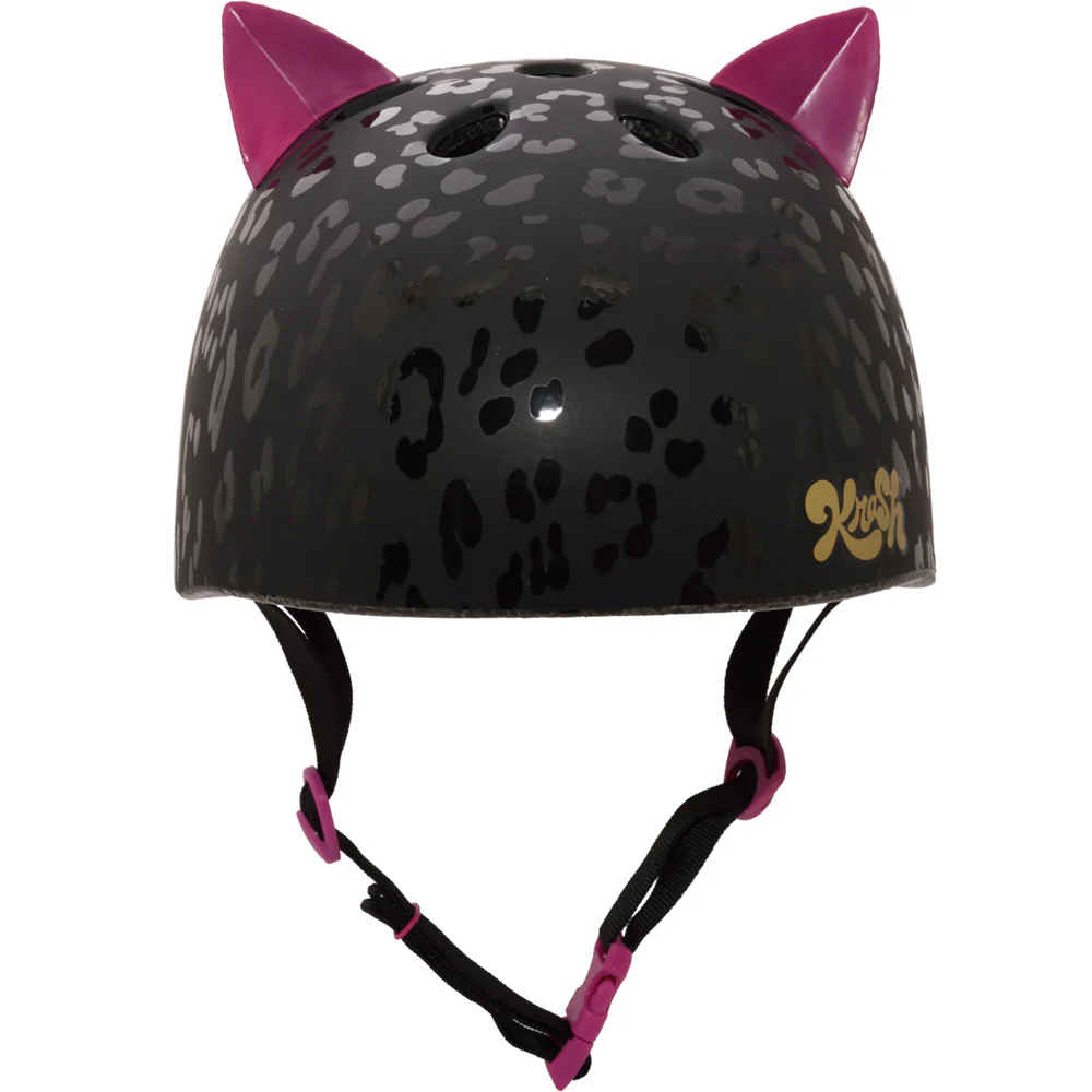 Krash Leopard Kitty Youth Black Helmet - Image 3