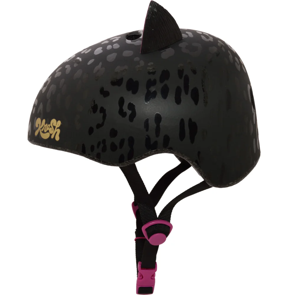Krash Leopard Kitty Youth Black Helmet - Image 4