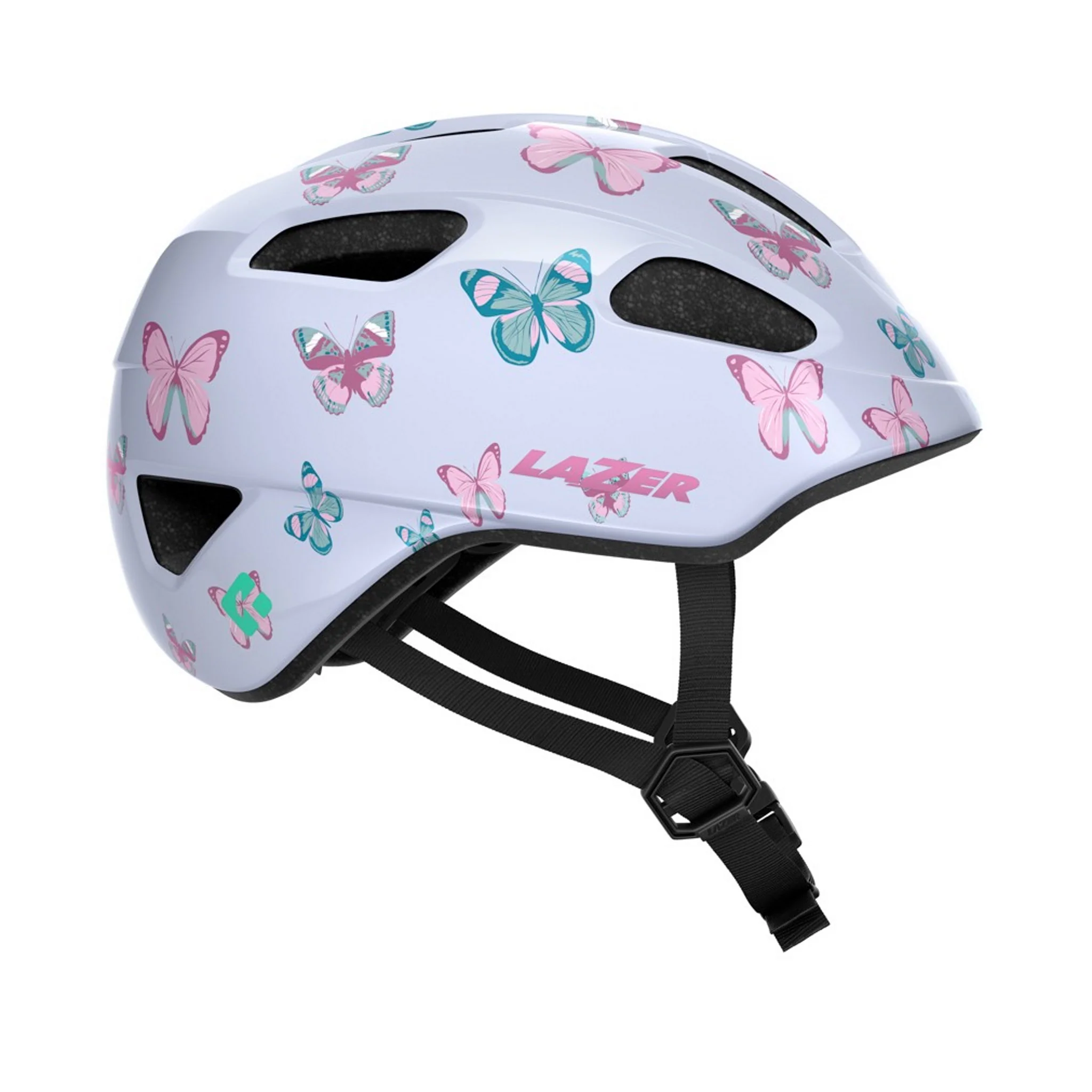 Lazer Nutz Kineticore Kid's Helmet Pink Butterflys - Image 3