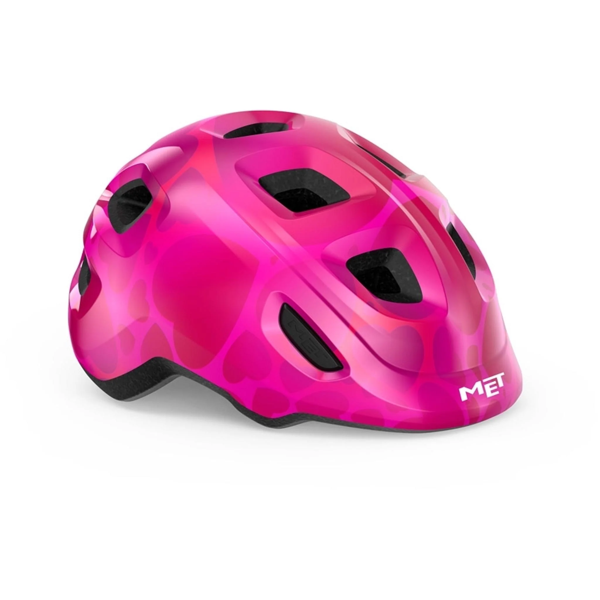 MET Hooray Kids Helmet Pink Hearts SM 52-55cm