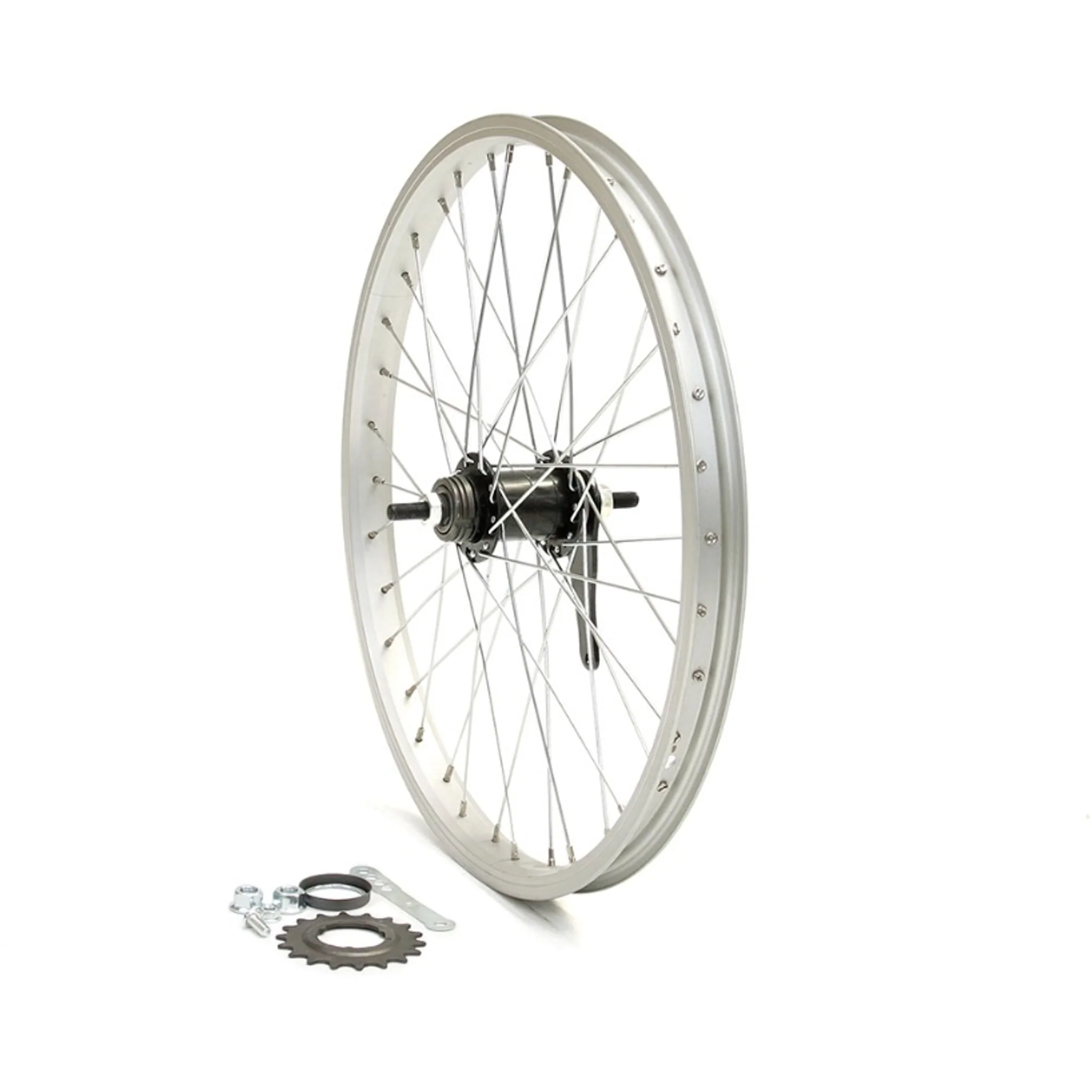 On Track Wheel 20 x 1.75" Alloy/Steel Coaster Silver Rim / Black Hub