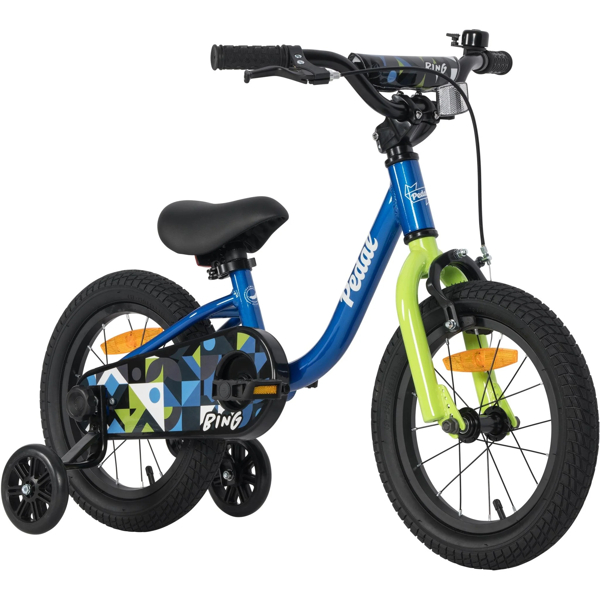 Pedal Bing 14" Kids Bike Blue/Lime - Image 2